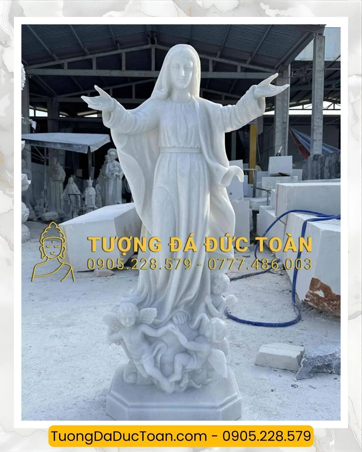TƯỢNG ĐỨC MẸ FATIMA CAO 1,5M ĐÁ TRẮNG DM_13 1 Tượng Đức Mẹ Bằng Đá
