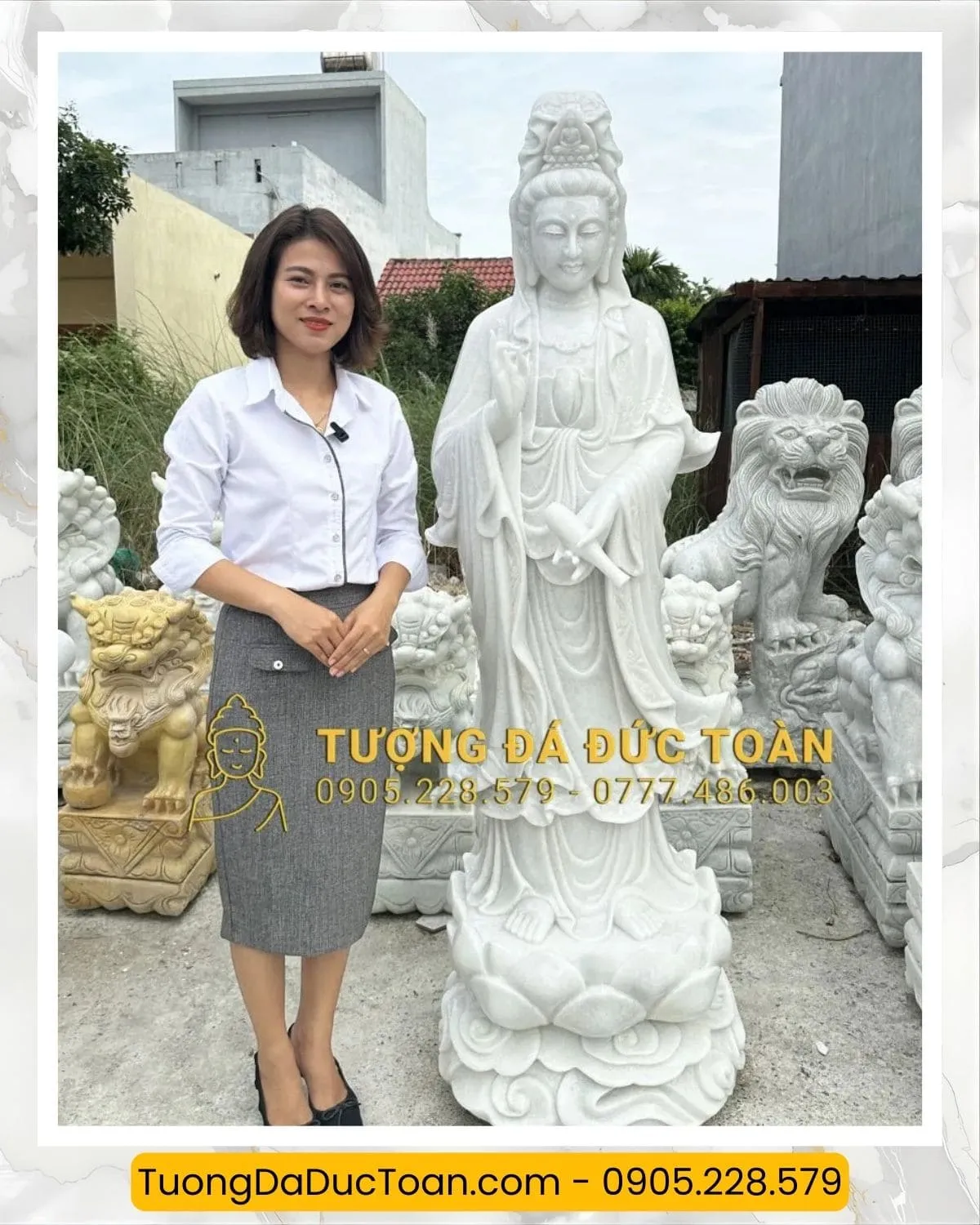 TƯỢNG PHẬT QUAN ÂM ĐÁ TRẮNG