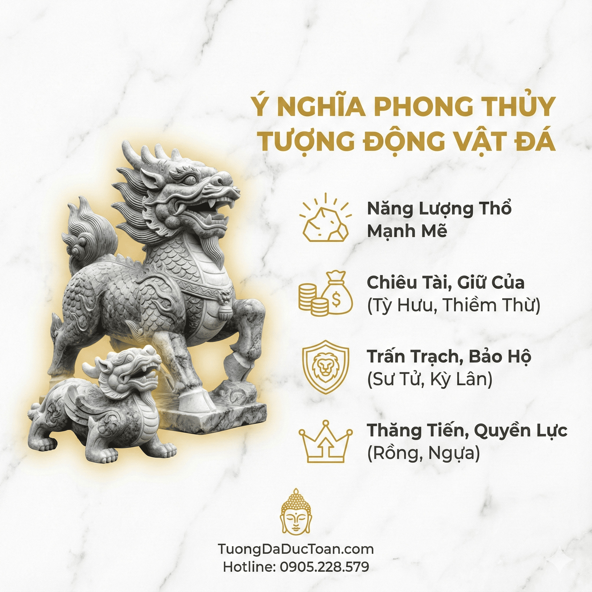 Ý Nghĩa Phong Thủy Của Tượng Động Vật Bằng Đá
