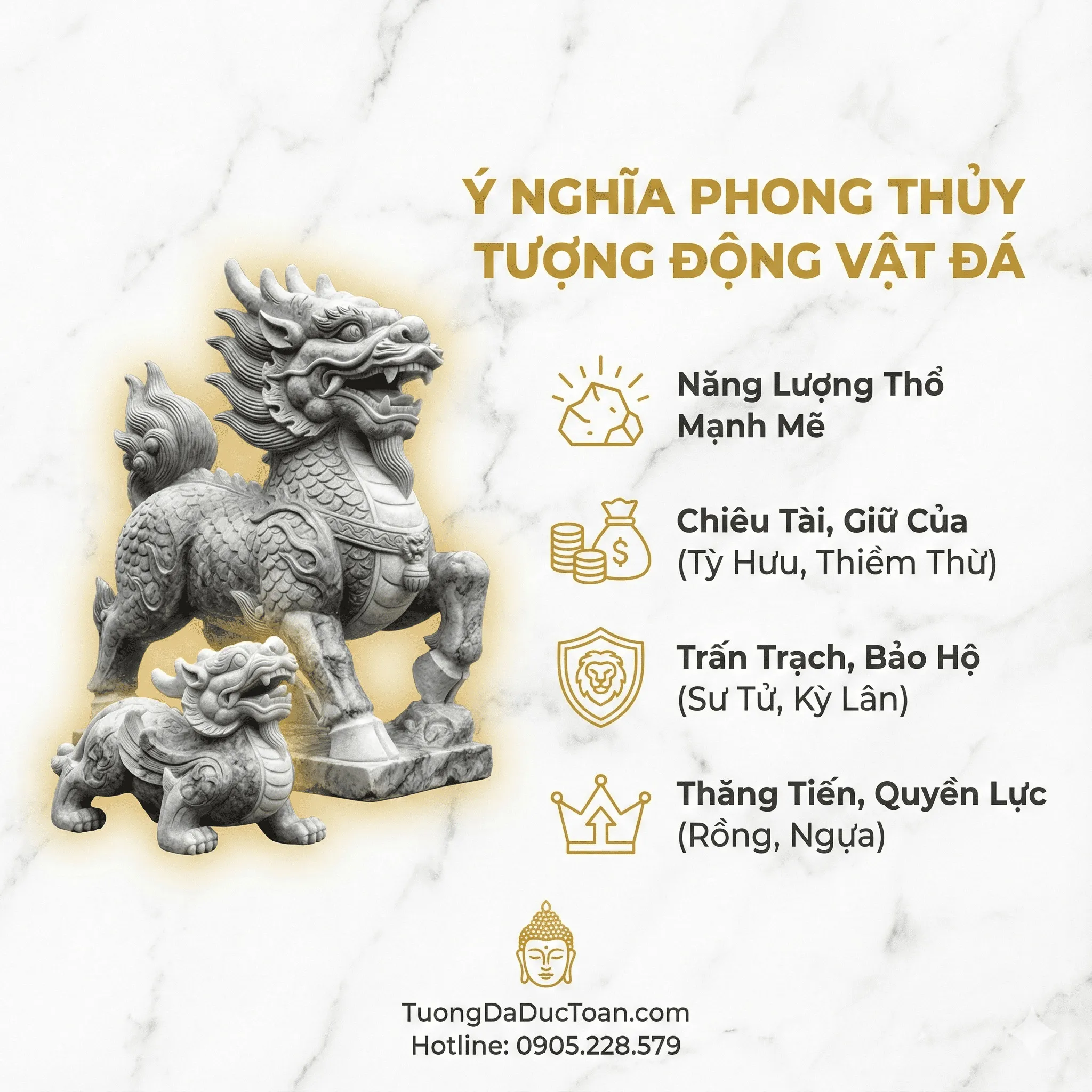 Ý Nghĩa Phong Thủy Của Tượng Động Vật Bằng Đá
