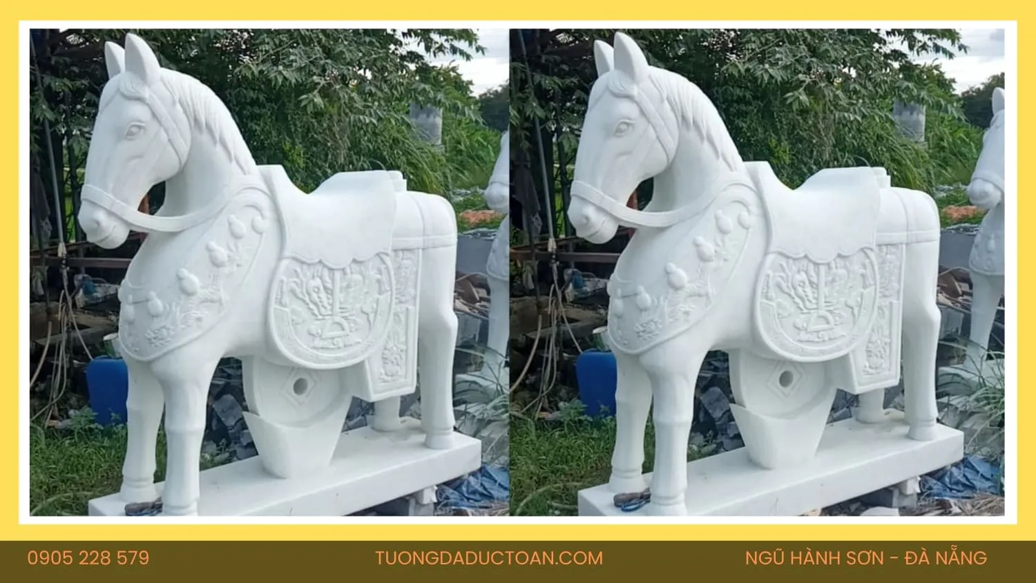 Kỳ Lân Phương Tây - Ngựa Một Sừng Đá Trắng Nguyên Khối 12 ngựa đá (2)