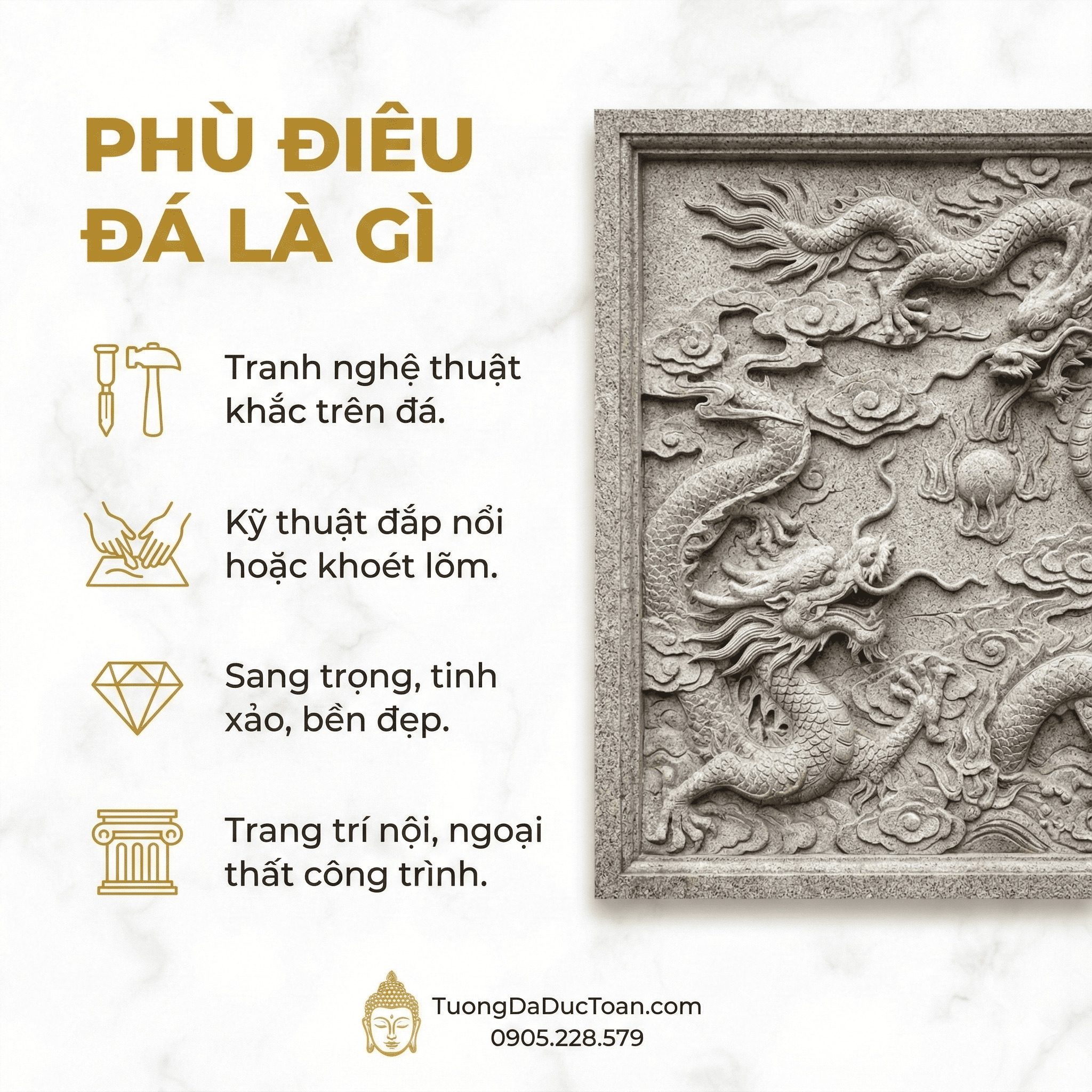 Phù Điêu Đá Chạm Cửu Long Nguyên Khối Đà Nẵng 2 Phu Dieu Da