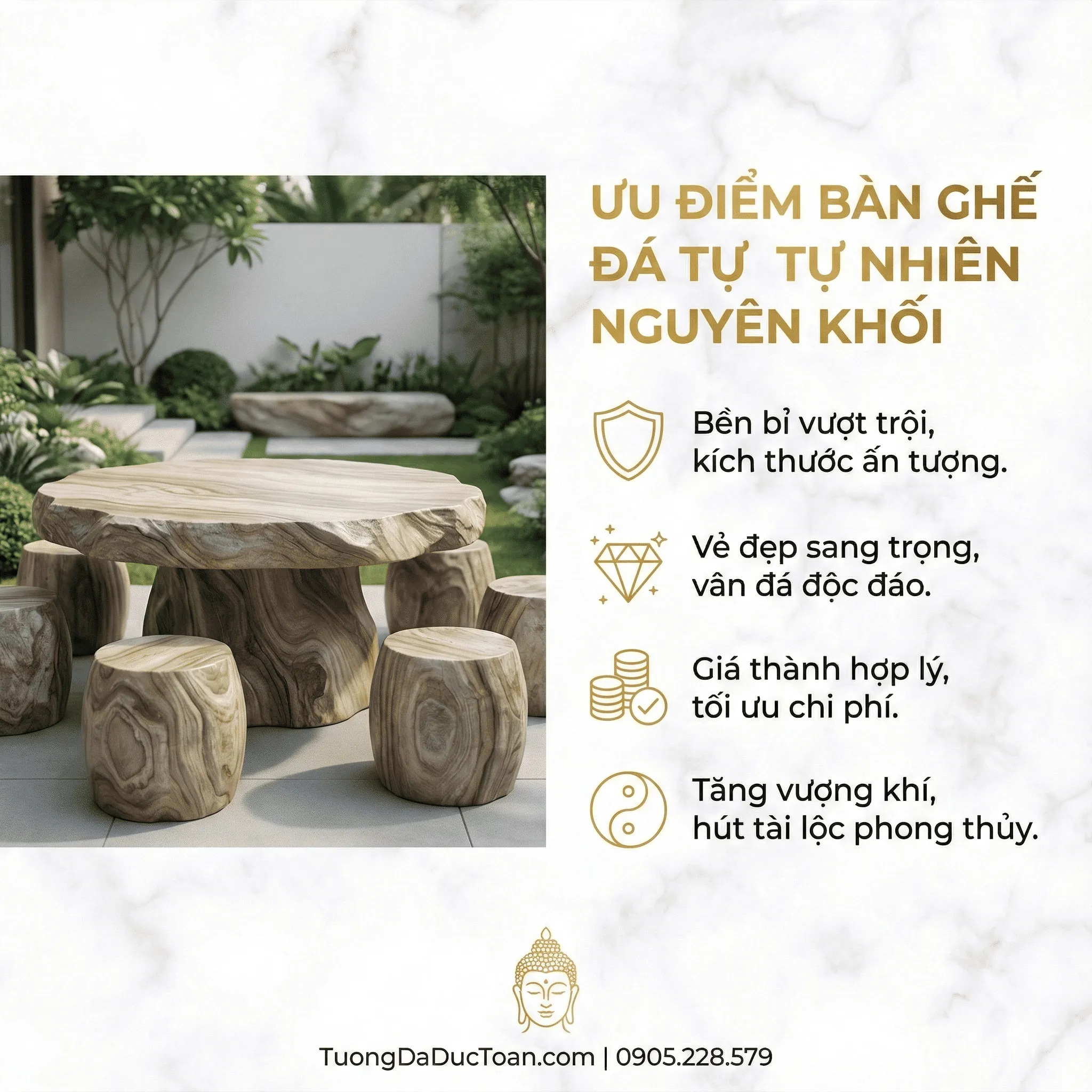 bàn ghế đá tự nhiên Uu Diem Ban Ghe Da Tu Nhien