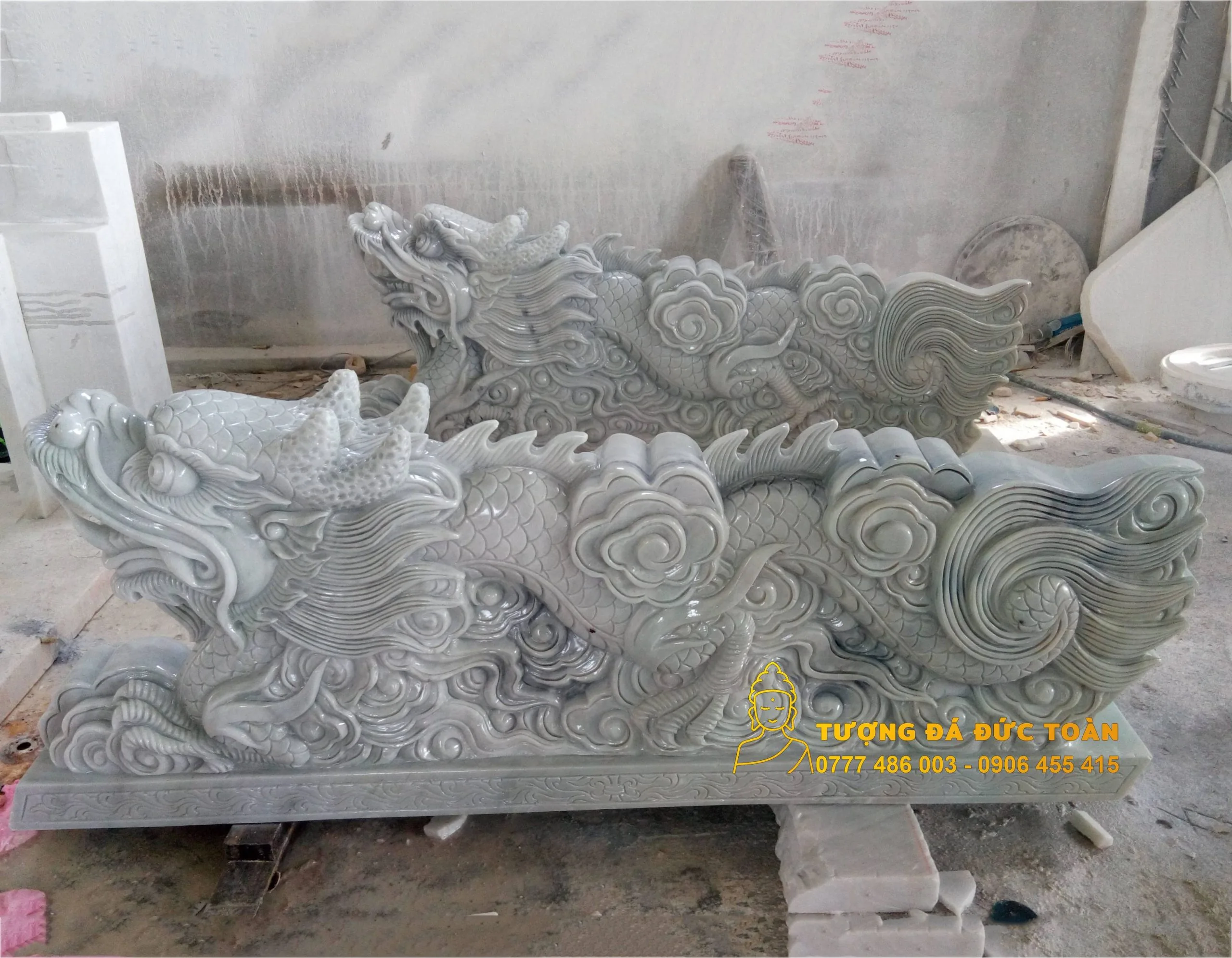 Tượng Rồng Đá Cẩm Thạch Trắng Tự Nhiên – Quyền Uy, Trấn Trạch & Hưng Thịnh