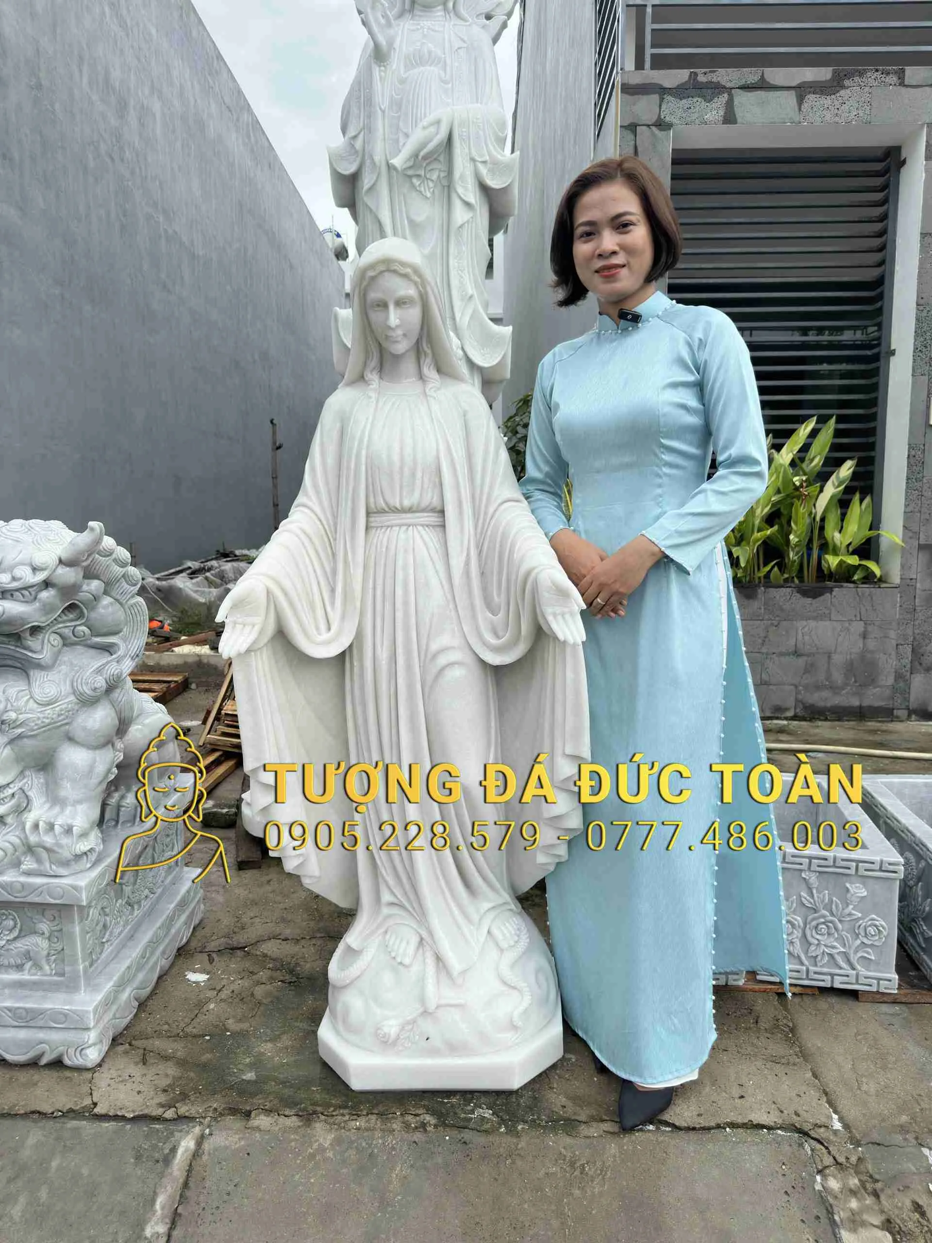 Tượng Đức Mẹ Maria Cao 1m5 Giao Về Đồng Nai Cho Khách – Kiệt Tác Đá Trắng Nguyên Khối