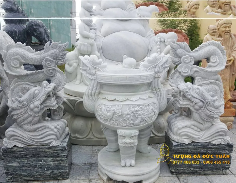 Chế Tác Tượng Rồng Đá Cẩm Thạch Trắng – Uy Nghiêm, Trấn Trạch & Kích Hoạt Vượng Khí