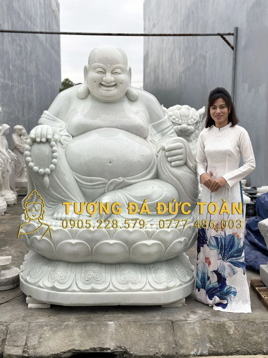 TƯỢNG PHẬT DI LẶC ĐÁ CẨM THẠCH TRẮNG CAO 2M