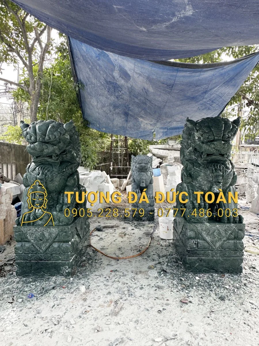 TƯỢNG KỲ LÂN MÀU XANH XẪM NGỌC ẤN ĐỘ CAO 2M KL_03