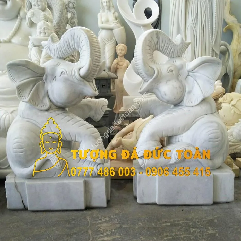 Tượng voi ngồi đá nguyên khối tự nhiên