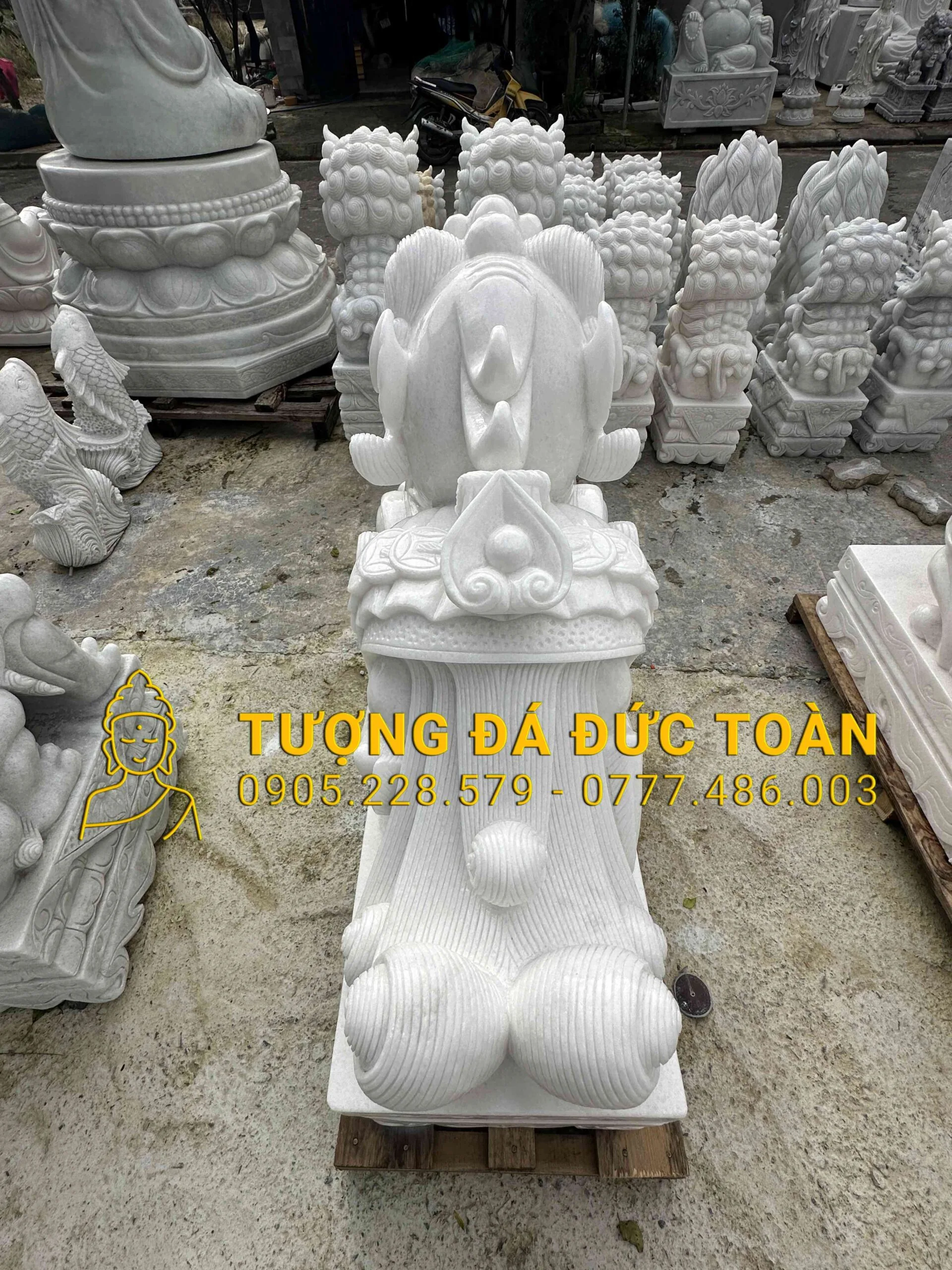 Chi tiết cặp Tỳ Hưu đá cẩm thạch trắng TH_21