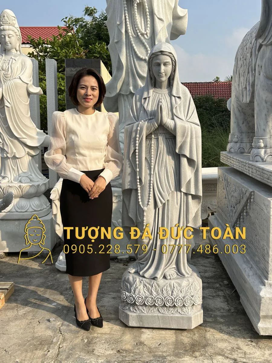 TƯỢNG ĐỨC MẸ LỘ ĐỨC CAO 2M ĐÁ XÁM DM_08