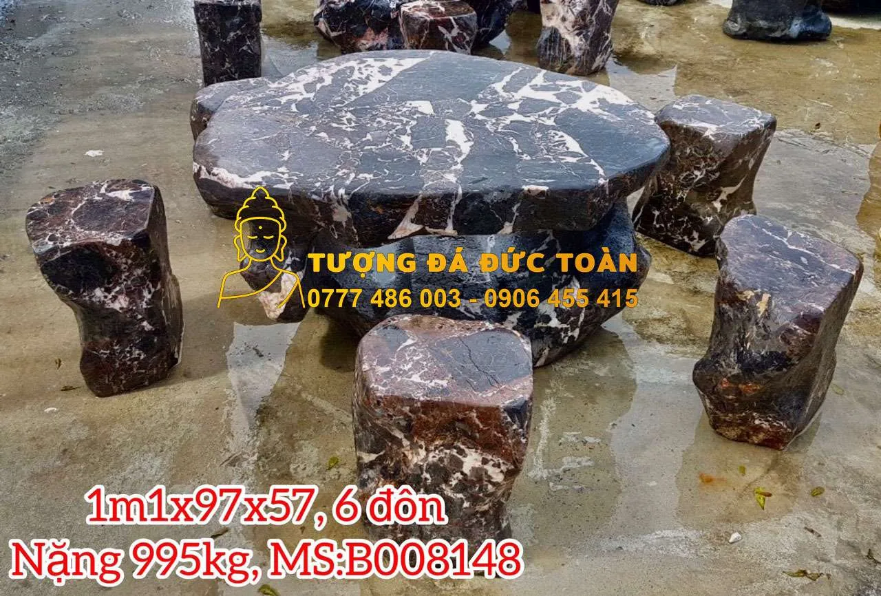 Bàn Ghế Đá Vân Gỗ Xám – Vẻ Đẹp Trầm Mặc & Đẳng Cấp Thời Thượng