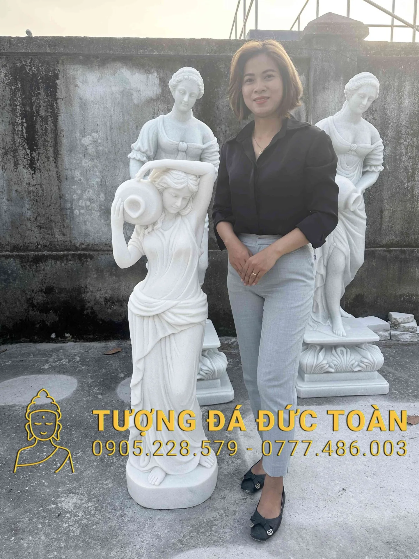 Tượng Cô Gái Ôm Bình Cao 1,2m TCG_53: Tuyệt Tác Nghệ Thuật & Biểu Tượng Tài Lộc