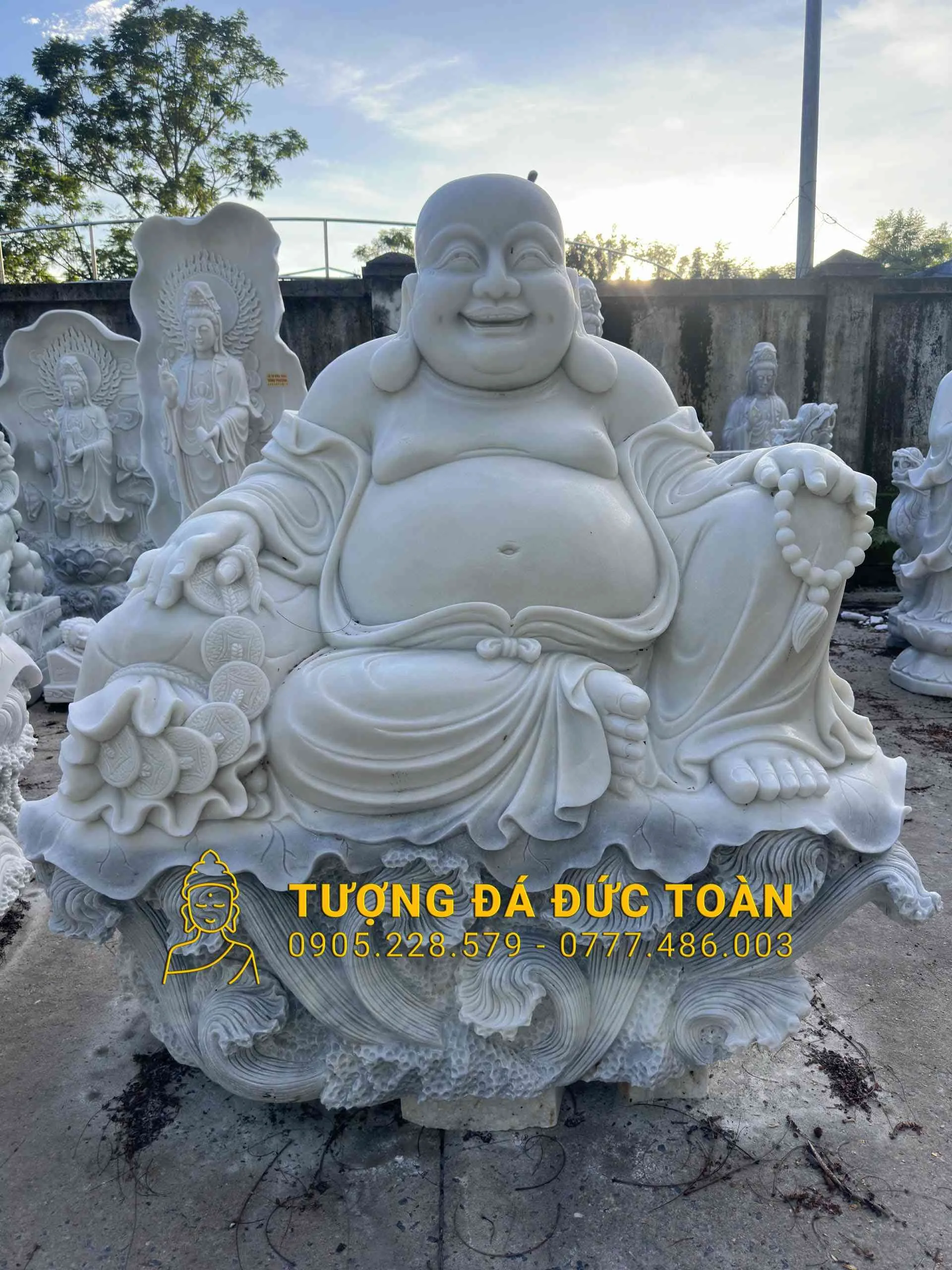 TƯỢNG PHẬT DI LẶC ĐÁ CẨM THẠCH TRẮNG ĐẸP