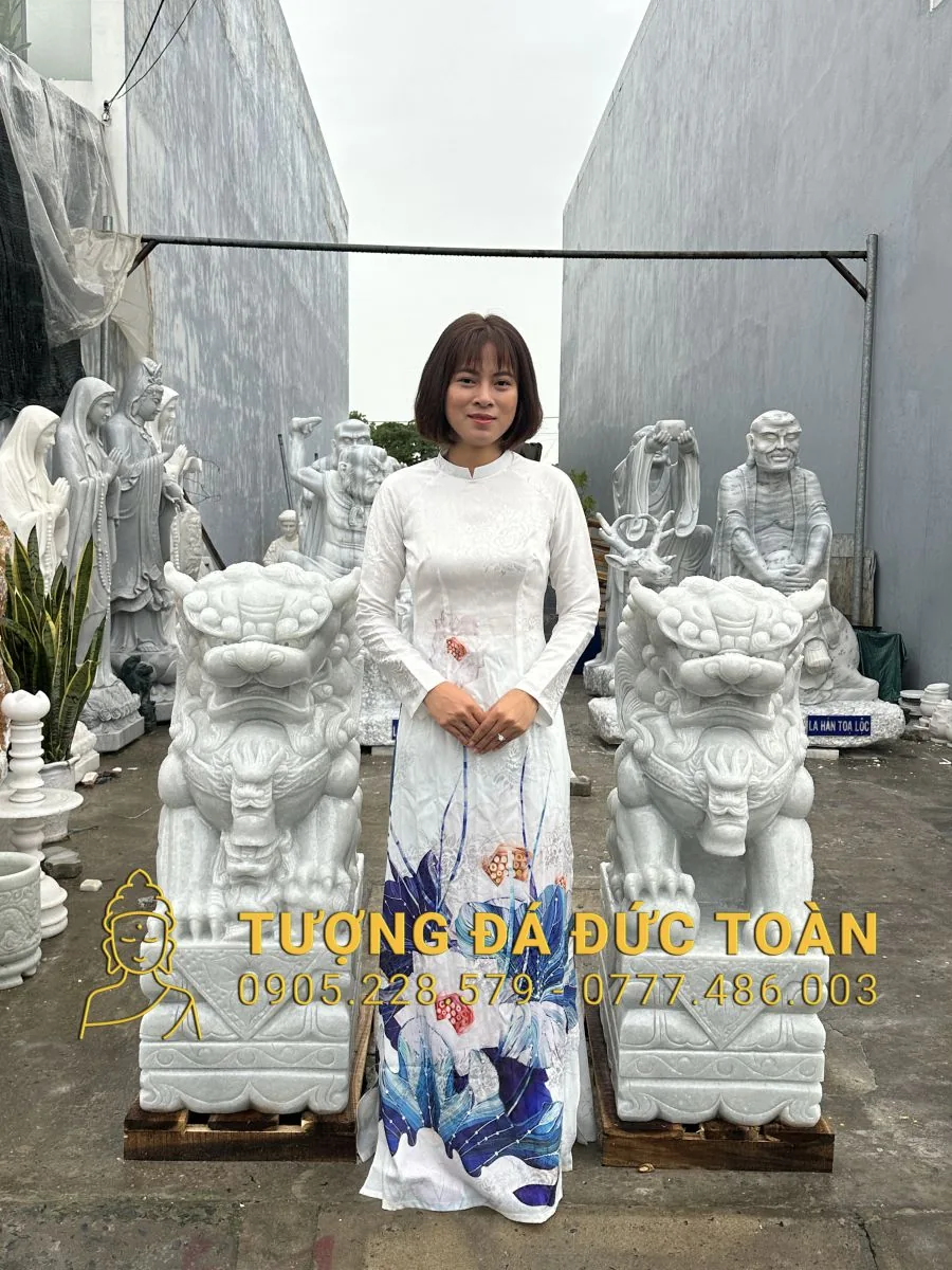 TƯỢNG KỲ LÂN ĐÁ TRẮNG CAO 1,3M KL_24