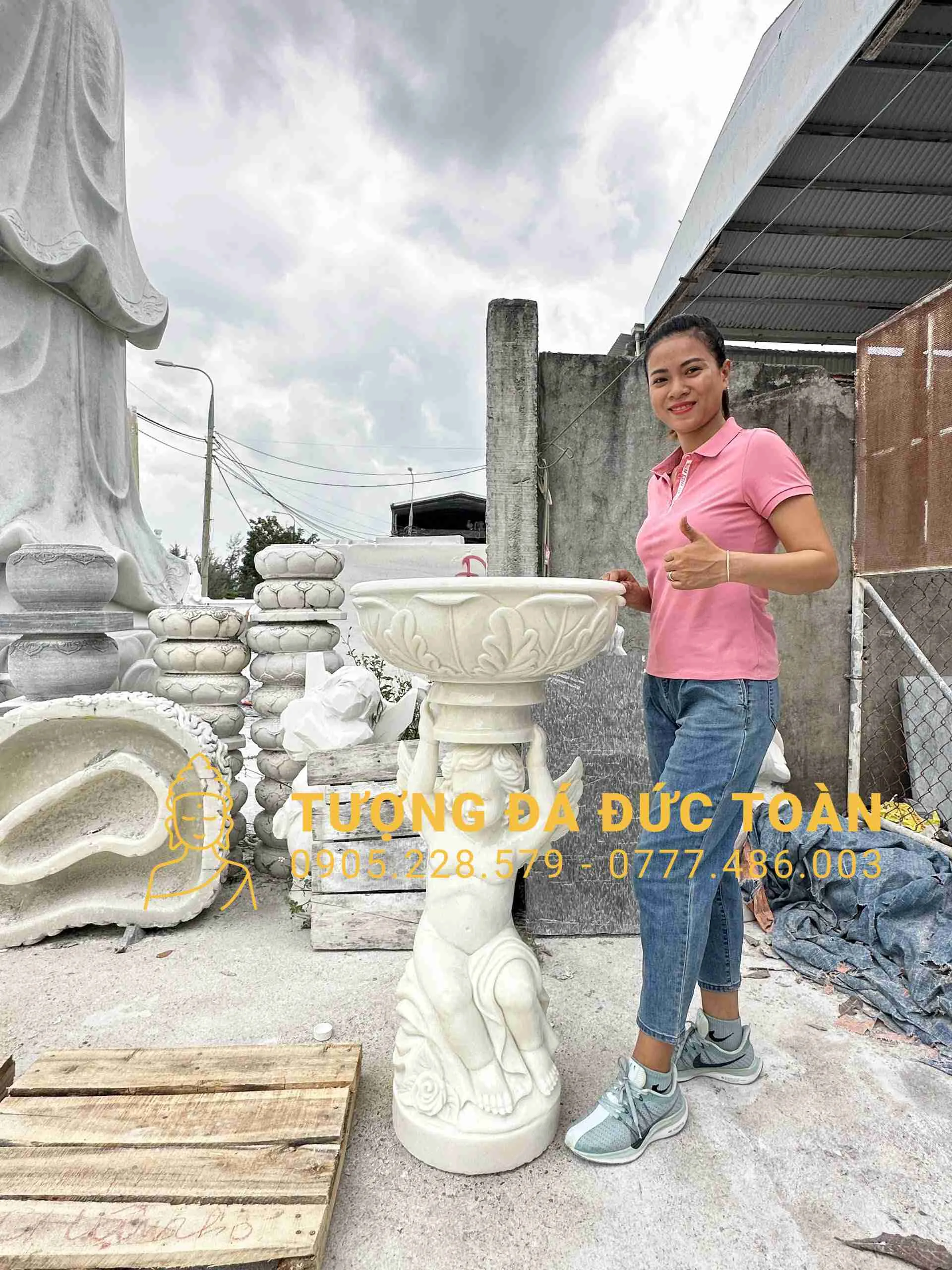 Tượng Thiên Thần Cao 1m2 Siêu Đẹp Đá Trắng Nguyên Khối – Kiệt Tác Nghệ Thuật & Biểu Tượng Của Sự Bảo Hộ