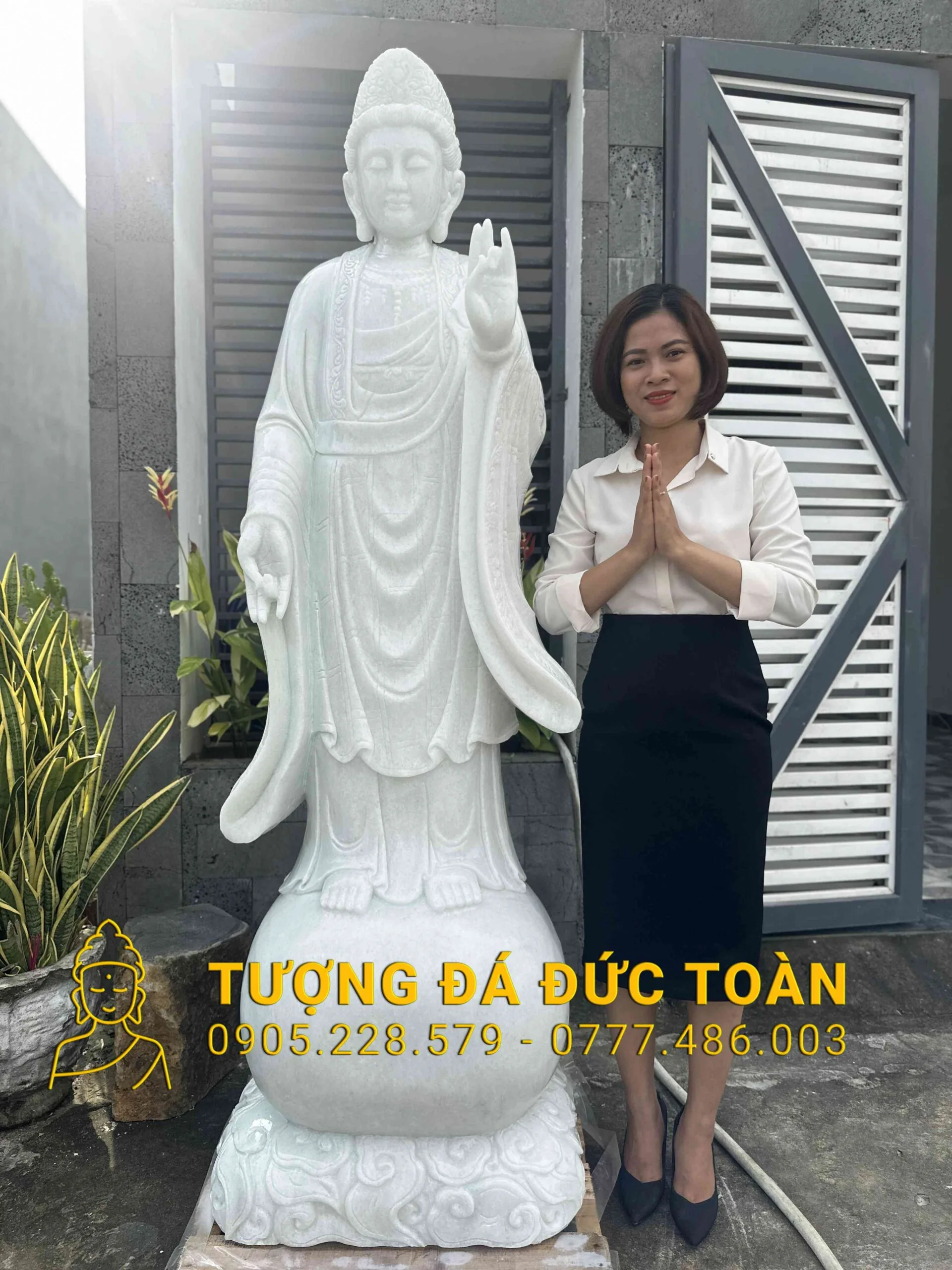 Tượng Địa Mẫu Nương Nương Đá Cẩm Thạch Trắng Nguyên Khối – Mẫu Nghi Thiên Hạ, Bảo Hộ Vạn Linh