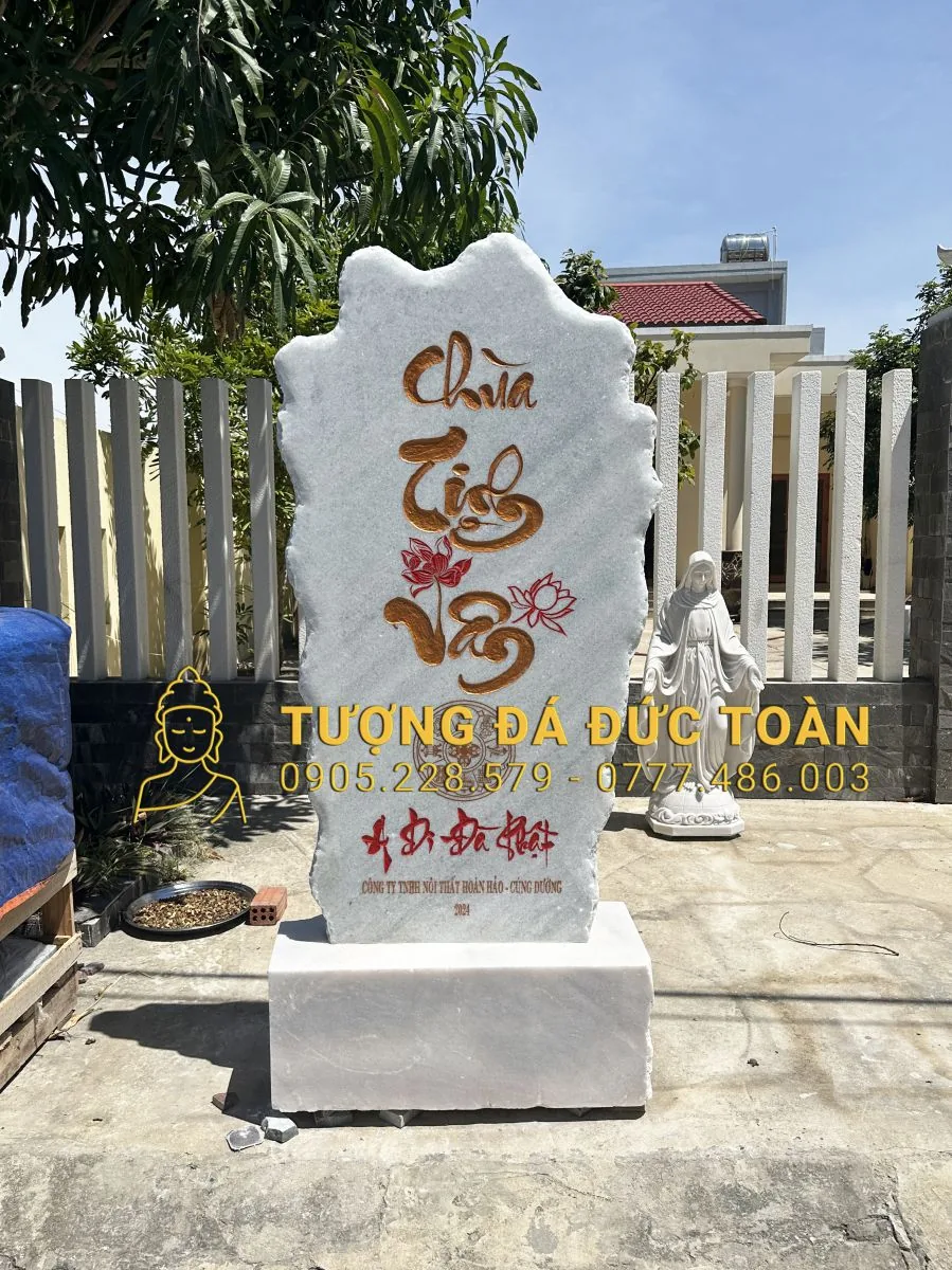 Bảng Hiệu Chùa Bằng Đá BHD_48 – Uy Nghiêm, Trường Tồn & Đậm Chất Thiền Vị