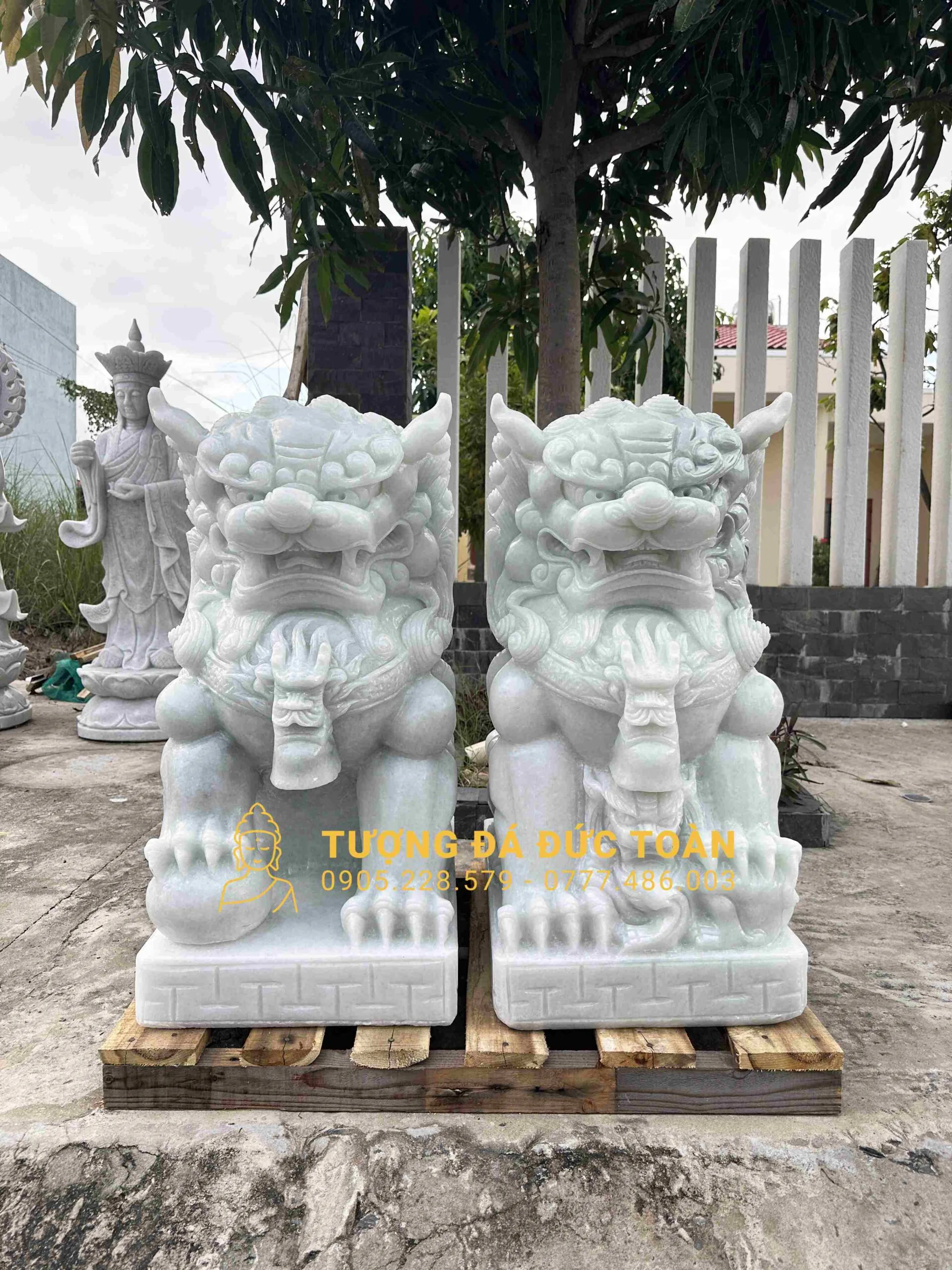 TƯỢNG KỲ LÂN ĐÁ CẨM THẠCH TRẮNG MẪU ĐẸP