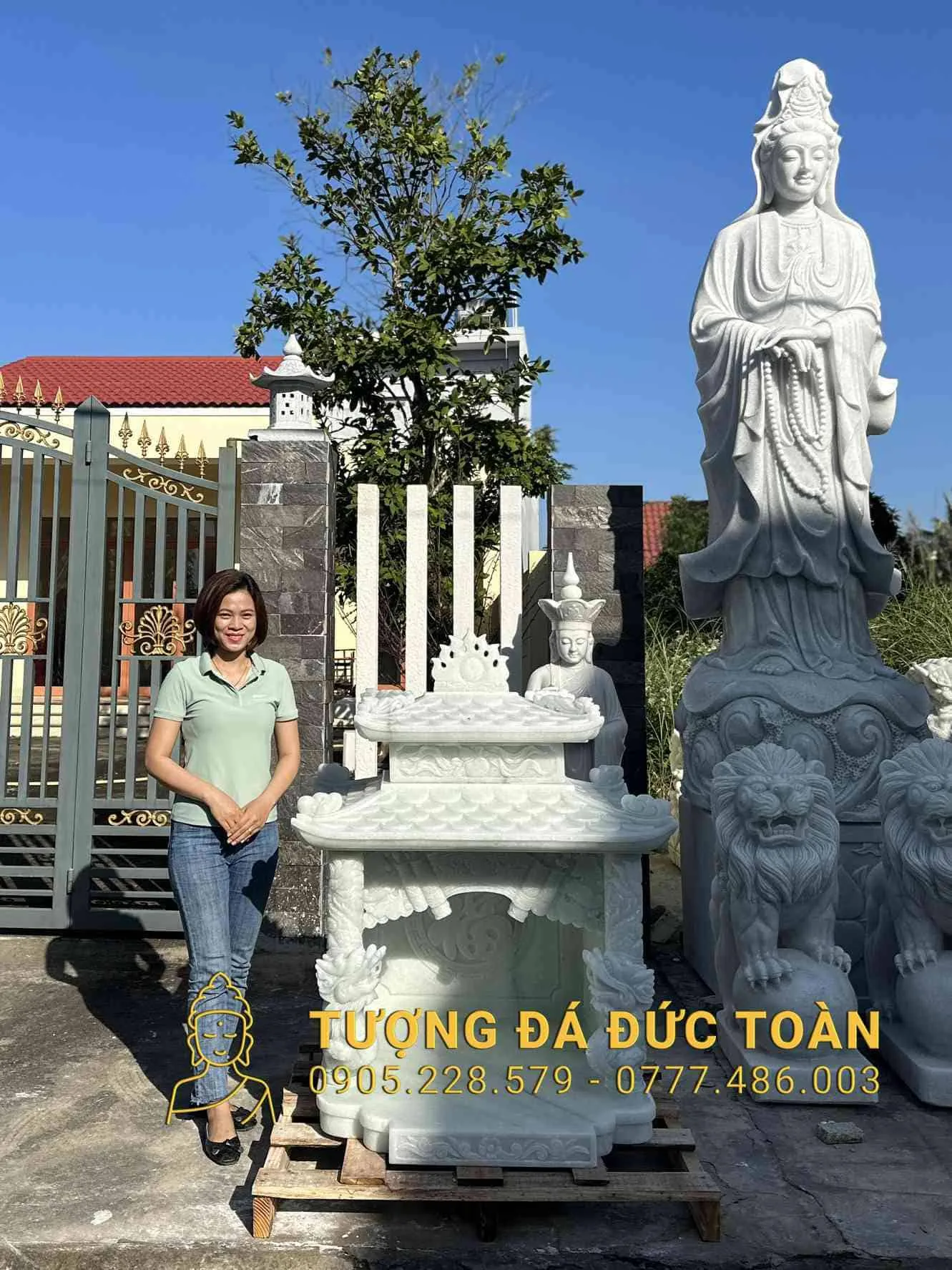 Bàn Thờ Đá Cẩm Thạch Trắng Nguyên Khối CHD_33 – Thanh Tịnh & Uy Nghiêm