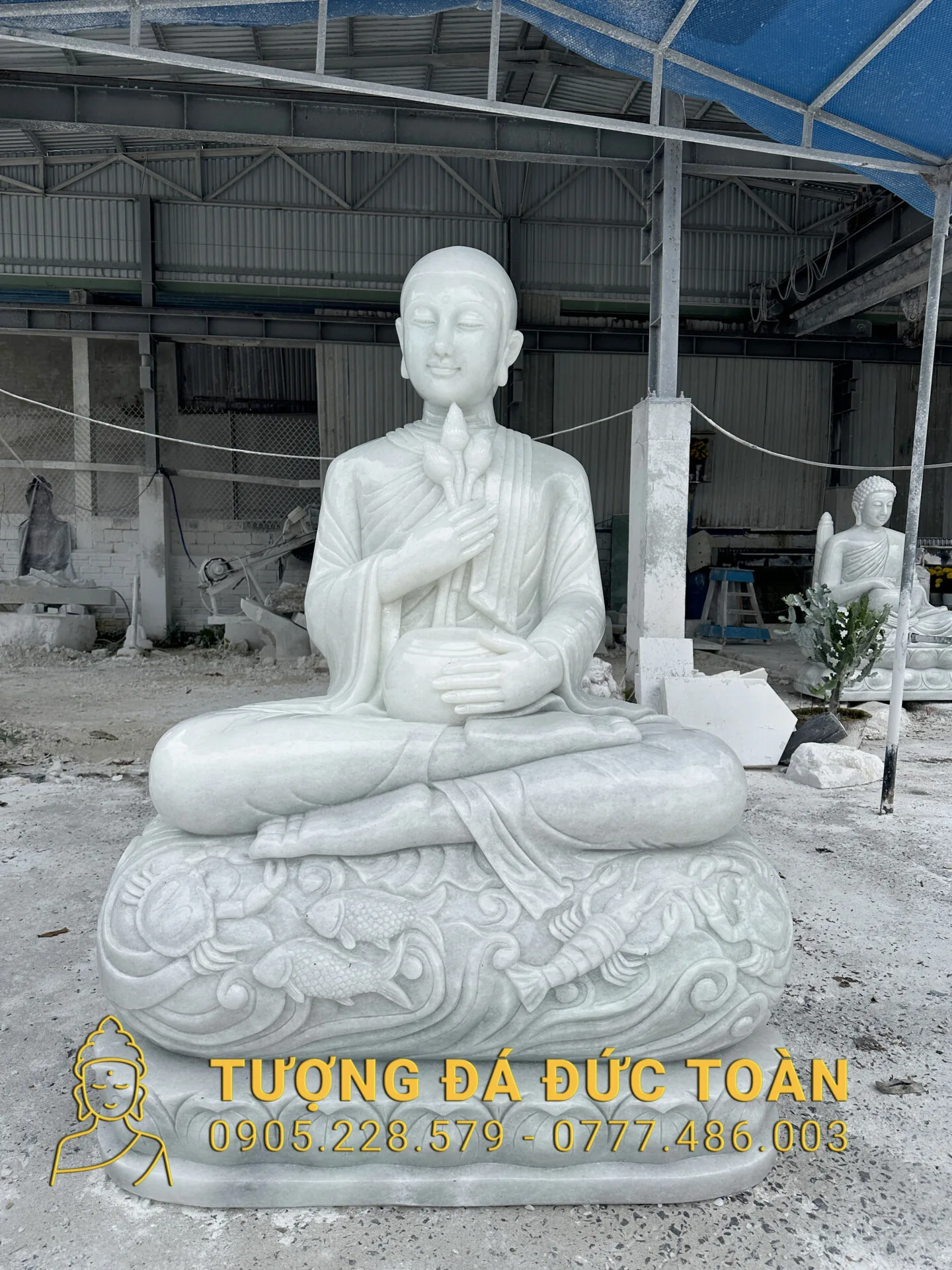 TƯỢNG PHẬT SAVALI ĐÁ CẨM THẠCH TRẮNG TPK_08