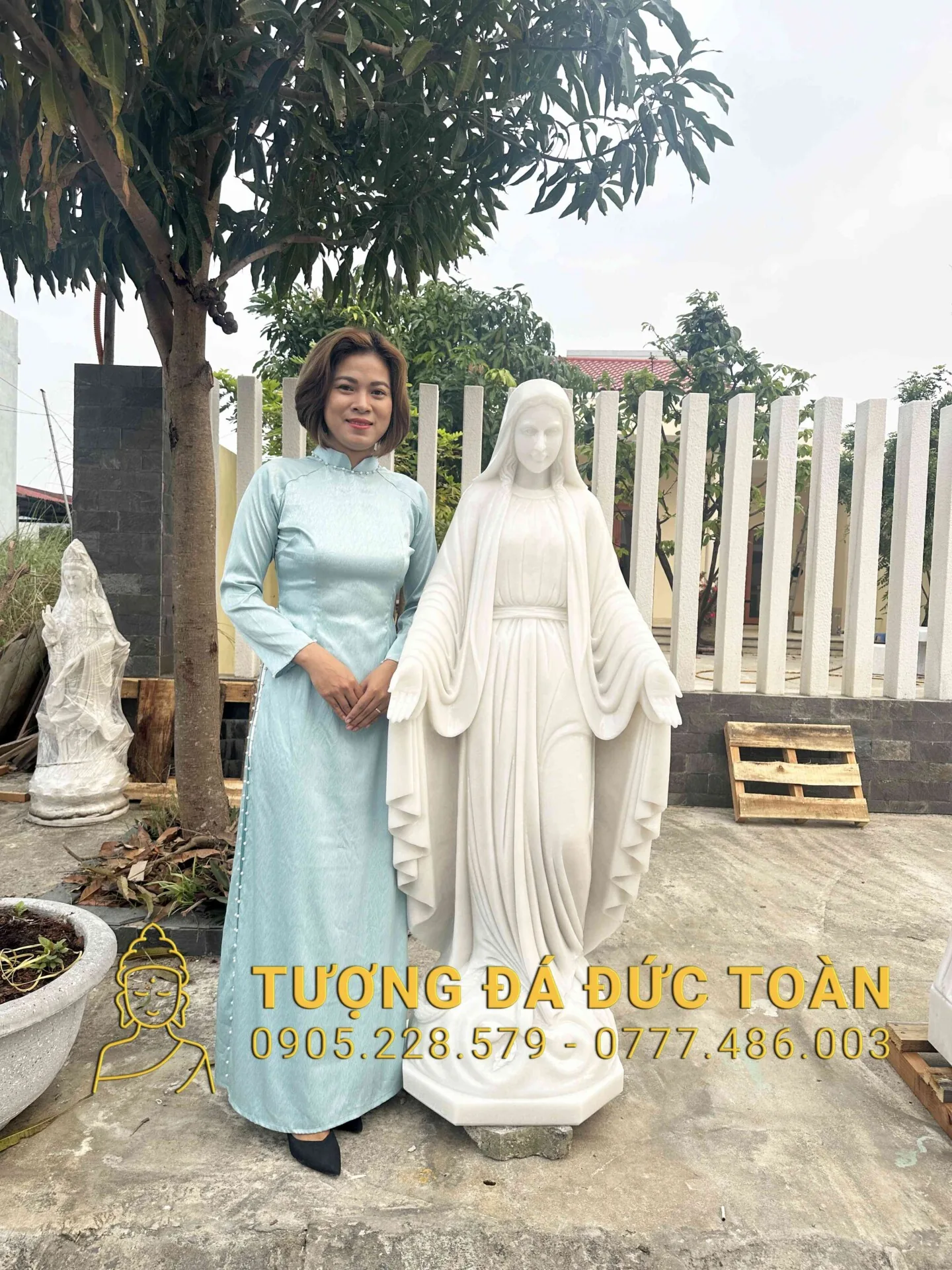 Tượng Chúa Bà Đen Tây Ninh Đá Cẩm Thạch Xám Nguyên Khối TPK_11 – Uy Nghiêm Và Linh Thiêng