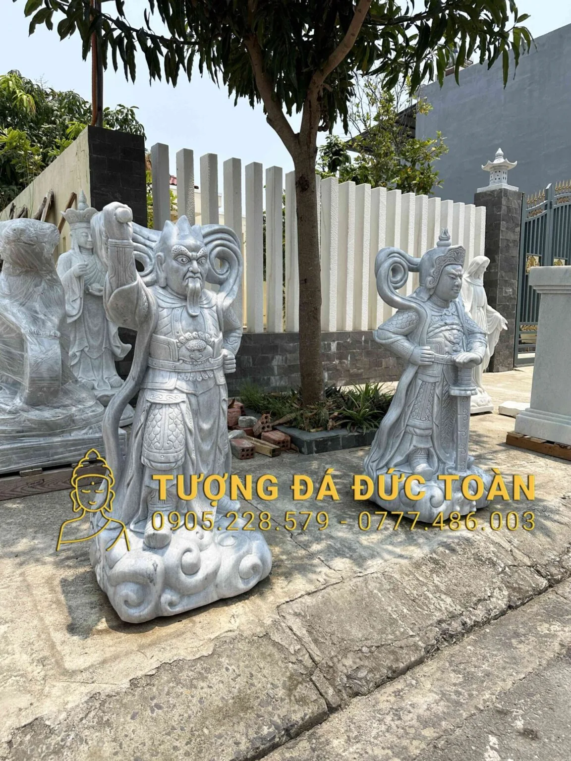 TƯỢNG TIÊU DIỆN HỘ PHÁP CAO 1,2M ĐÁ XÁM ĐẸP TDHP_18