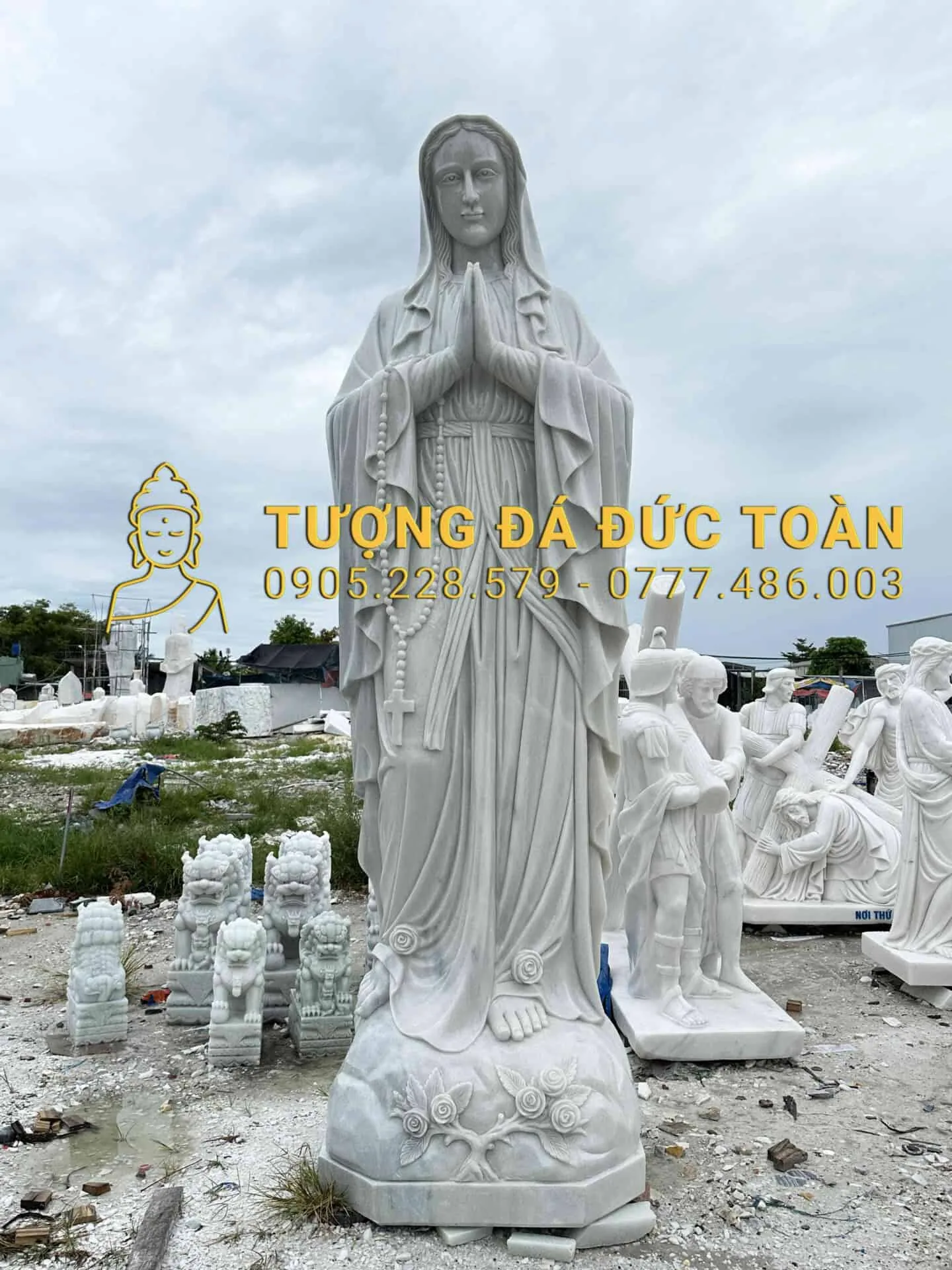 Tượng Đức Mẹ Lộ Đức Cao 3m Đá Xám Uy Nghiêm – Kiệt Tác Tâm Linh DM_49