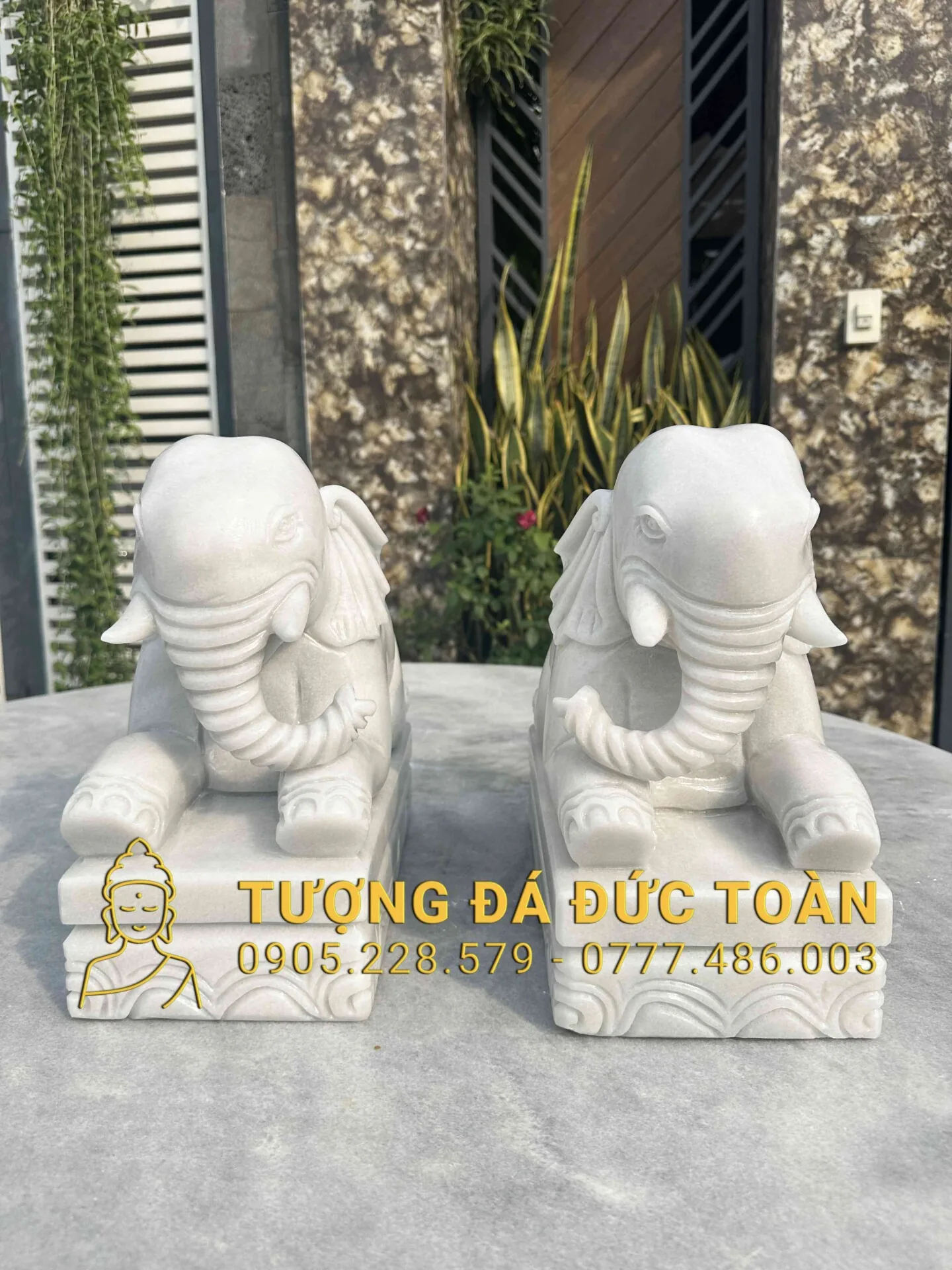 TƯỢNG VOI ĐÁ CẨM THẠCH TRẮNG ĐẸP ĐÀ NẴNG VOI_05