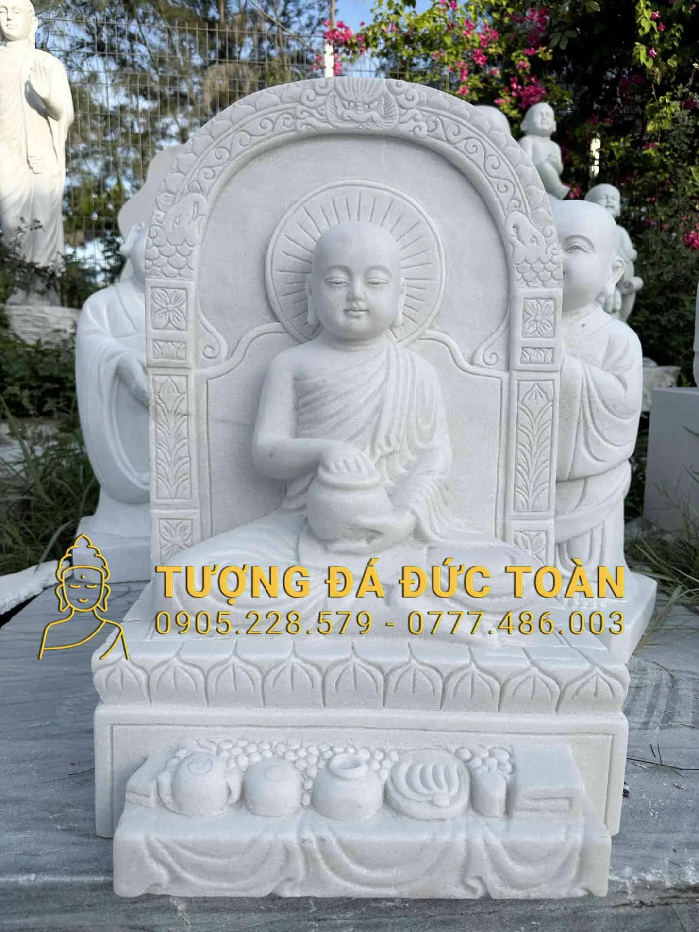 TƯỢNG CHÚ TIỂU ĐÁ TRẮNG CHẾ TÁC THEO MẪU YÊU CẦU TCT_132 – Biểu Tượng Của Sự An Nhiên