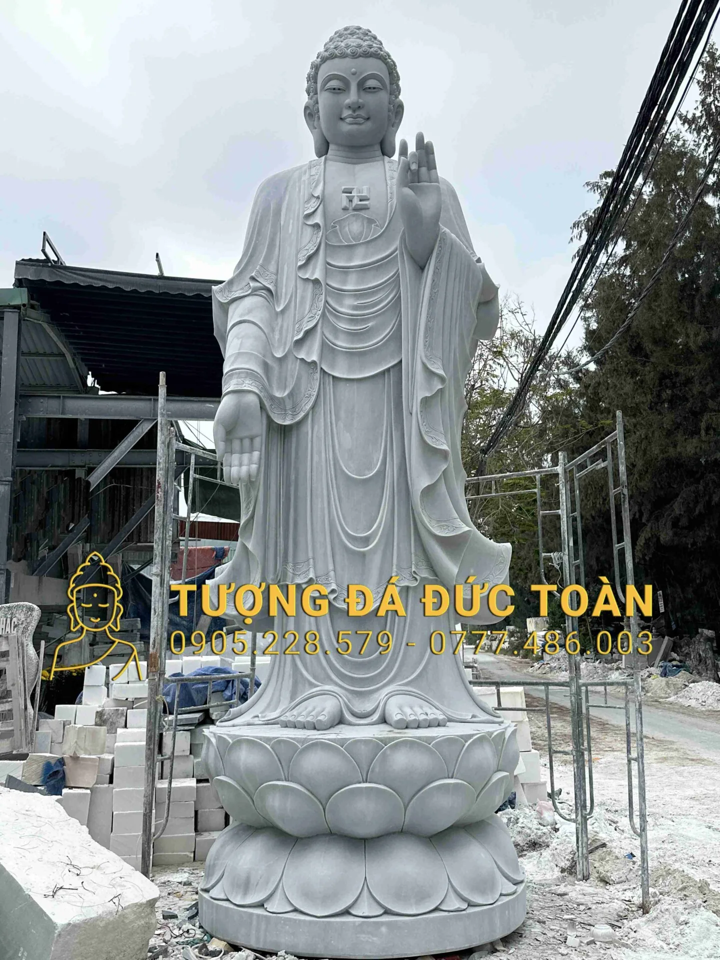 TƯỢNG PHẬT A DI ĐÀ CAO 5M ĐÁ XÁM ADD_13
