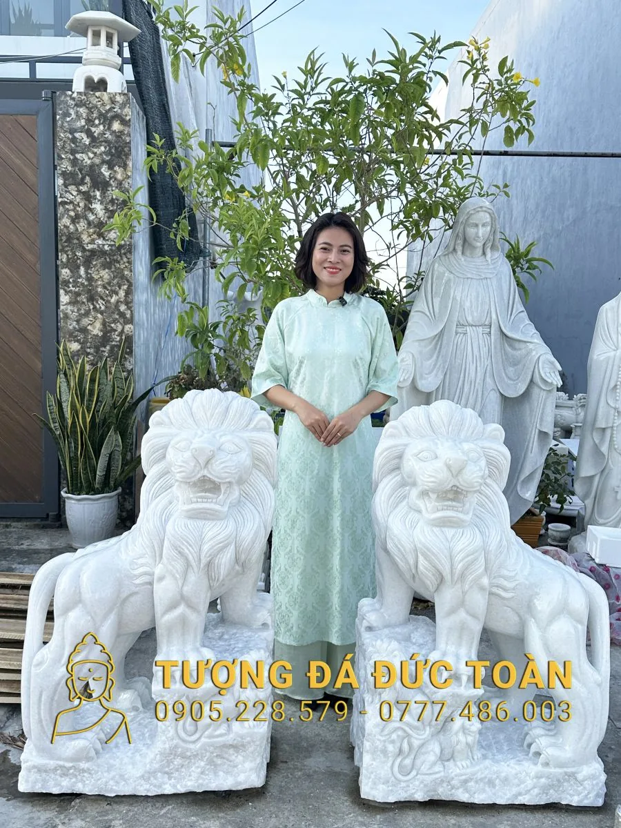 TƯỢNG SƯ TỬ ĐỨNG CAO 1,2M ĐÁ TỰ NHIÊN ST_31