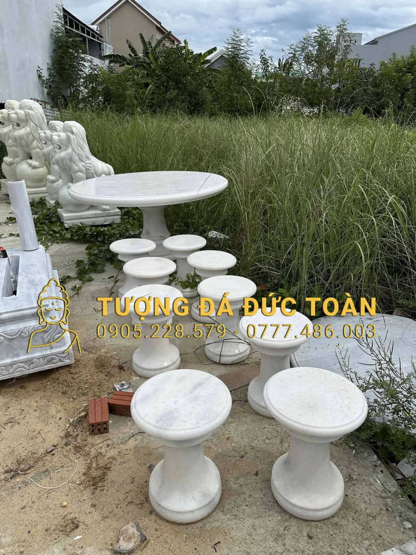 BÀN GHẾ ĐÁ TỰ NHIÊN CẨM THẠCH TRẮNG NGUYÊN KHỐI BGD_45 – Đẳng Cấp Thượng Lưu