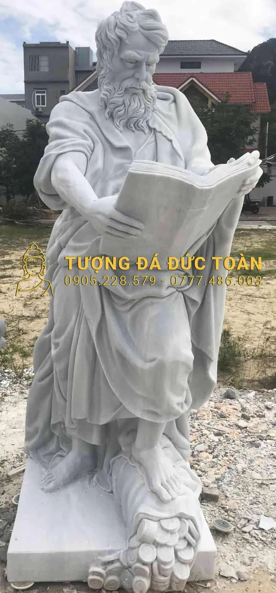BỘ TƯỢNG 1 THÁNH TÔNG ĐỒ, THÁNH MATTHEU TÔNG ĐỒ TTD_01 Đá Nguyên Khối Uy Nghiêm