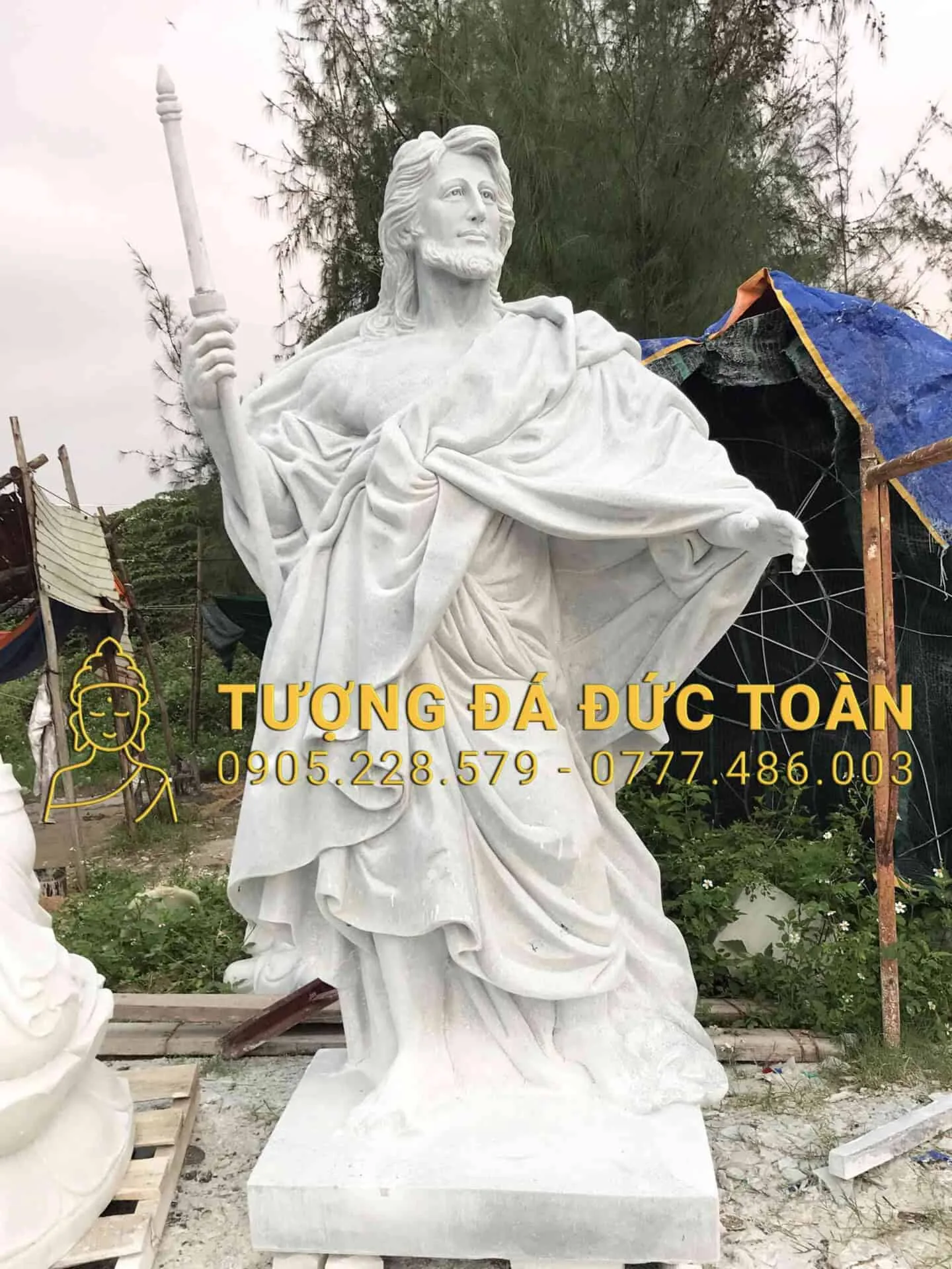 BỘ TƯỢNG 12 THÁNH TÔNG ĐỒ, THÁNH GIACÔBÊ TÔNG ĐỒ TTD_05 Đá Nguyên Khối Uy Nghiêm