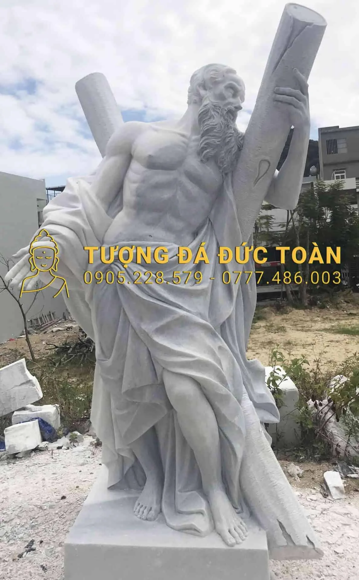 BỘ TƯỢNG 12 THÁNH TÔNG ĐỒ, THÁNH AN RÊ TÔNG ĐỒ TTD_02 Đá Nguyên Khối Uy Nghiêm