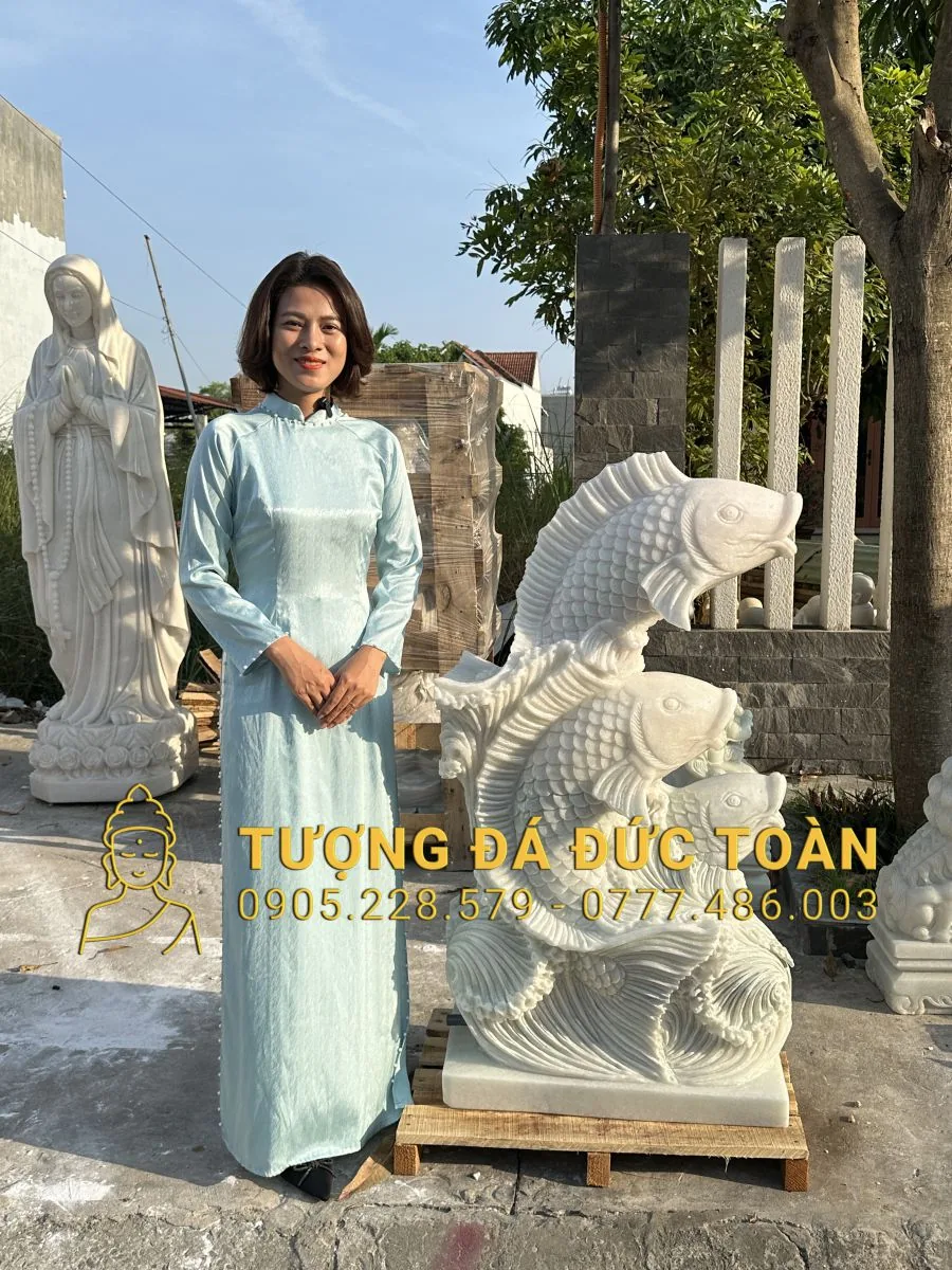 TƯỢNG CÁ CHÉP VƯỢT VŨ MÔN BẰNG ĐÁ CAO 1,2M CHEP_31