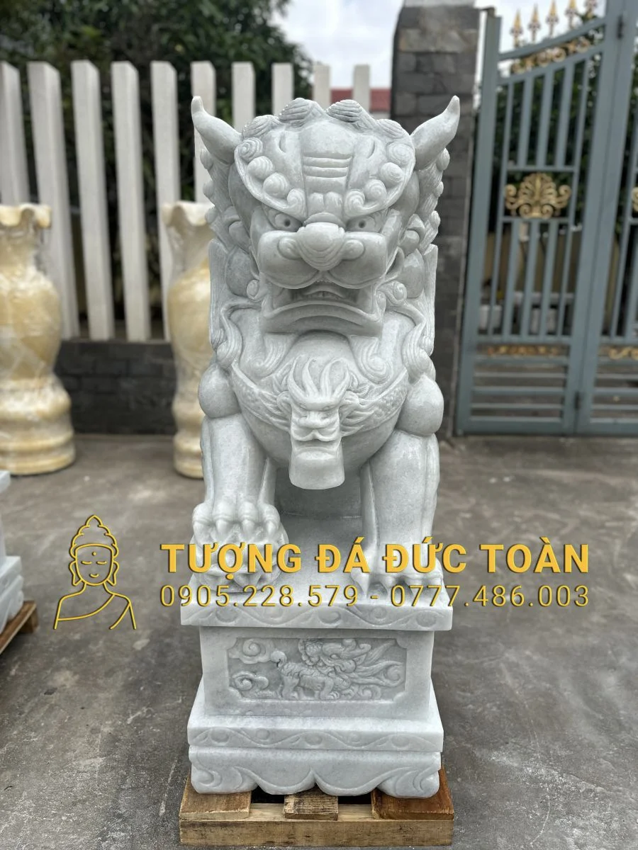Tượng La Hán Cử Bát Cao 1,5m Đá Trắng PLH_62 – Uy Nghiêm, Phước Báu, Chuẩn Phong Thủy