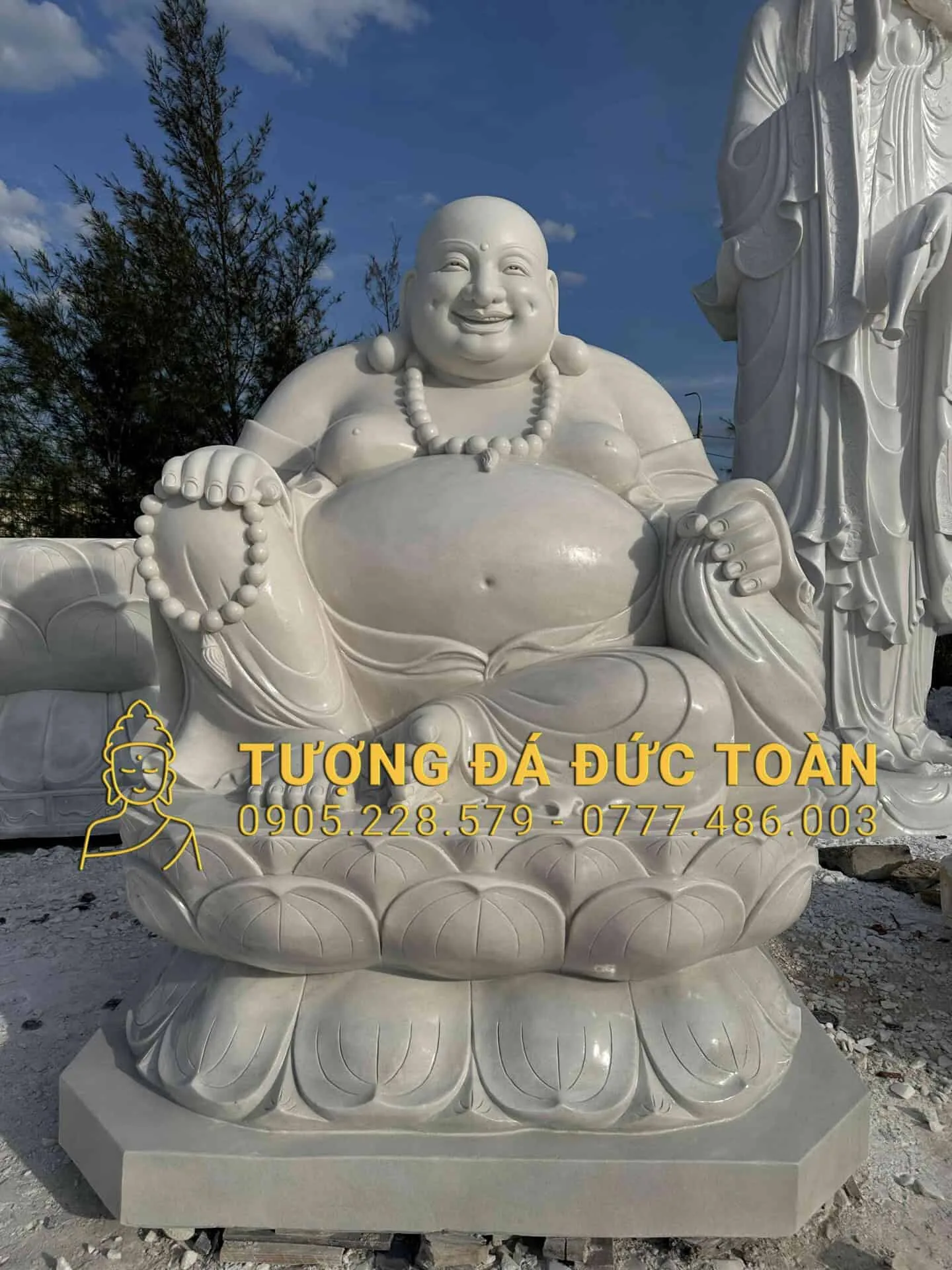 TƯỢNG PHẬT DI LẶC ĐÁ TRẮNG CAO 1,8M DL_47
