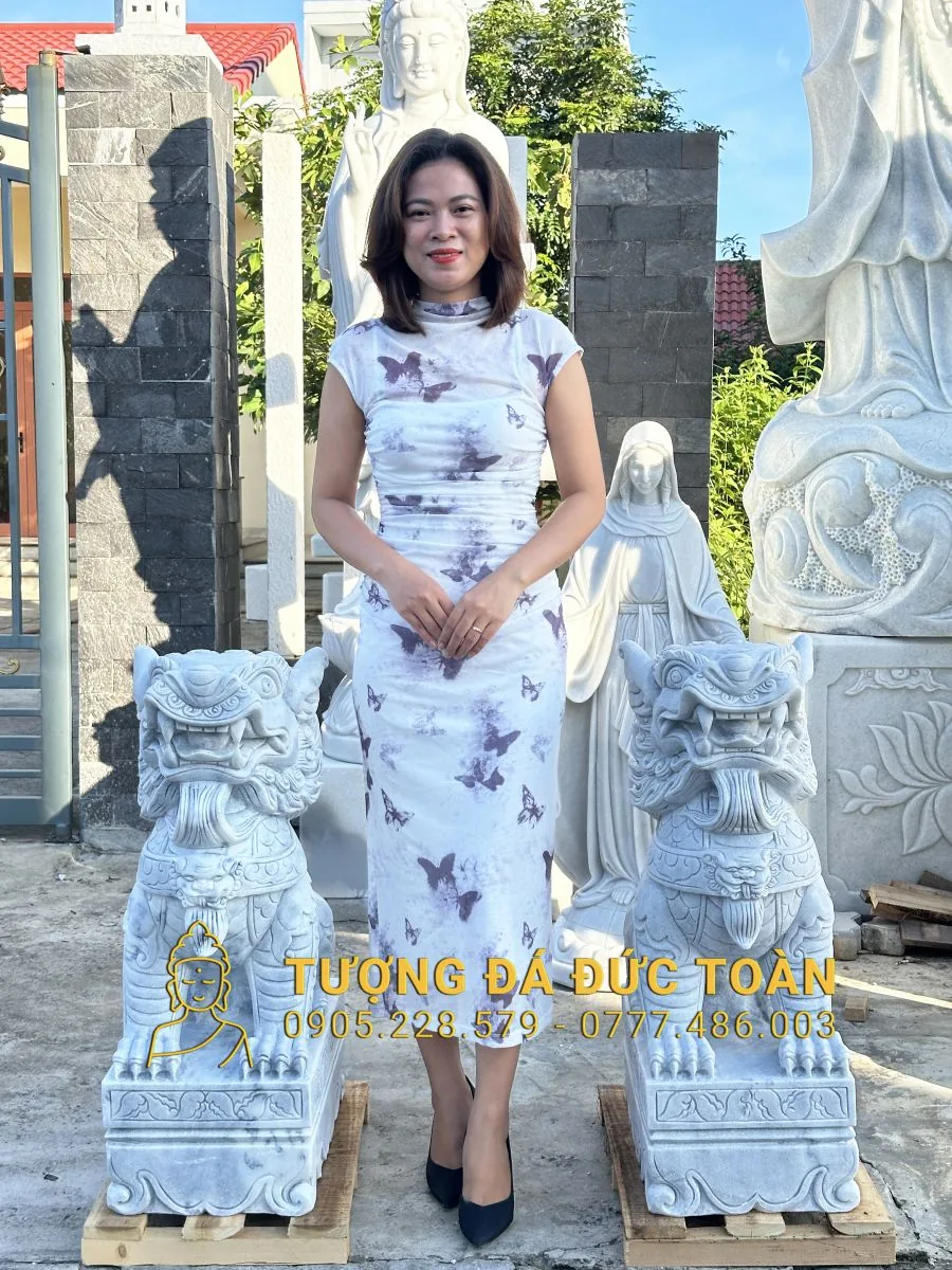 Tượng Nghê Bằng Đá Cao 80cm NGHE_06: Linh Vật Uy Nghi, Trấn Trạch Toàn Gia