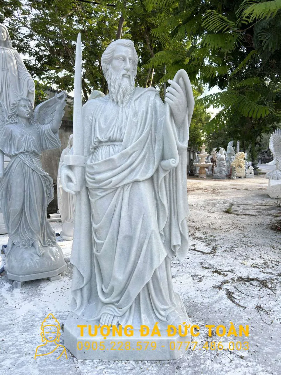 Tượng Chúa Phaolo Đá Cẩm Thạch Trắng Cao 2m – Uy Nghiêm Và Thánh Khiết