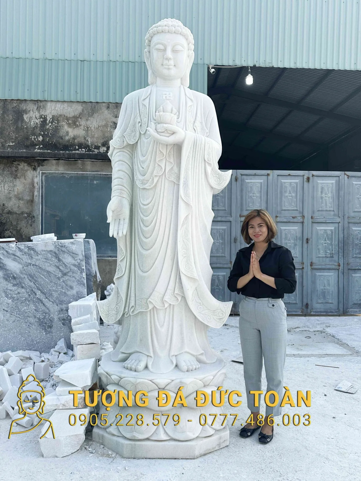 TƯỢNG PHẬT A DI ĐÀ CAO 3M ĐÁ CẨM THẠCH TRẮNG ADD_14