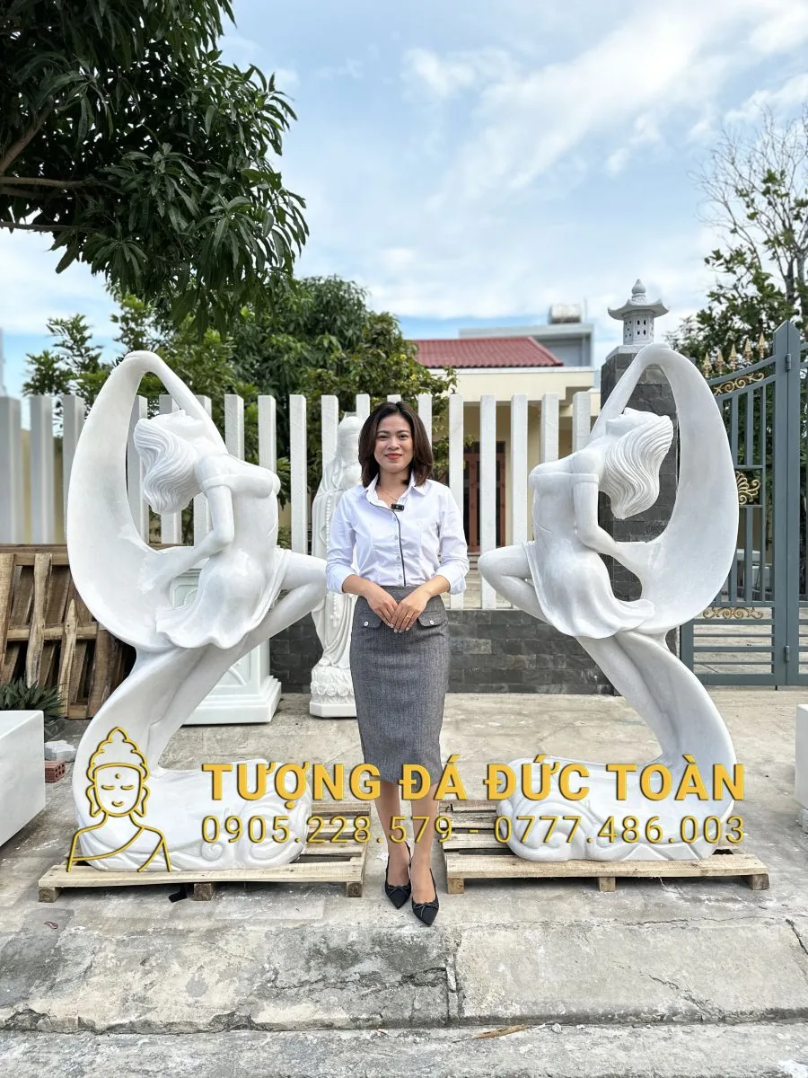 Tượng Cô Gái Múa Vải Đá Cẩm Thạch Trắng – Tuyệt Tác Nghệ Thuật Tôn Vinh Vẻ Đẹp Thuần Khiết