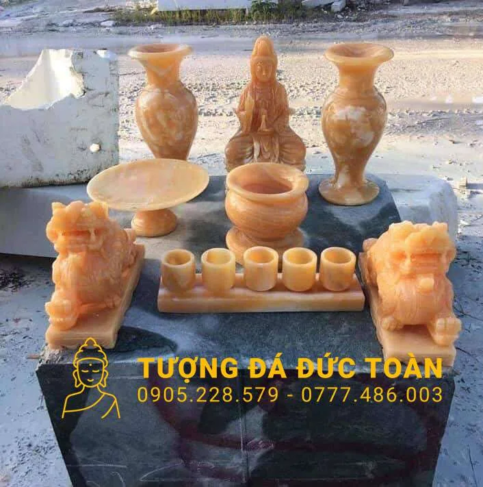 Bộ Đồ Thờ Đá Ngọc Hoàng Long – Đẳng Cấp Hoàng Gia & Chiêu Tài Tấn Lộc