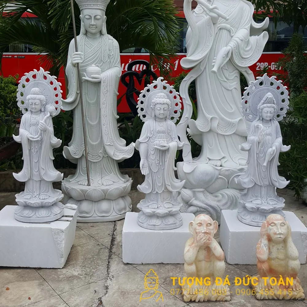 Tượng Tam Thế Phật Đá Nguyên Khối Cẩm Thạch Đà Nẵng