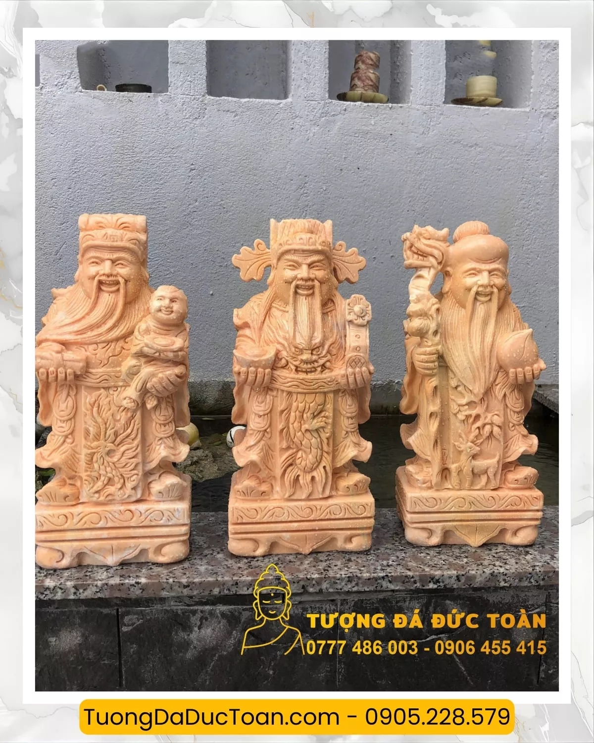 Tượng Phúc Lộc Thọ bằng đá (1)