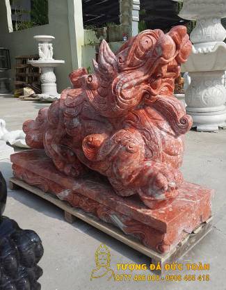 Tượng Tỳ Hưu Đá Non Nước Đà Nẵng , vươn tầm thế giới. Mẫu Tượng Tỳ Hưu đá cẩm thạch đỏ nguyên khối - Tượng Đá Đức Toàn