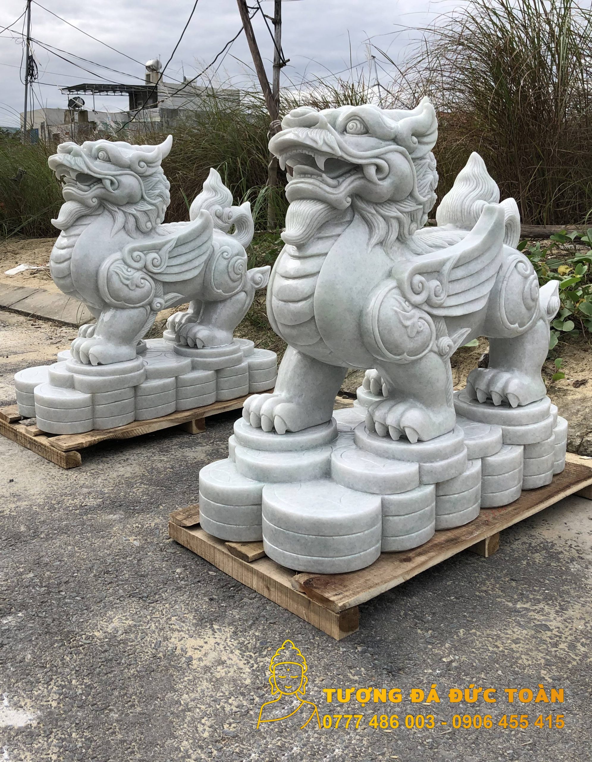 Mẫu Tượng Động Vật - Tượng Tỳ Hưu Đá Cẩm Thạch Trắng - Tượng Đá Đức Toàn