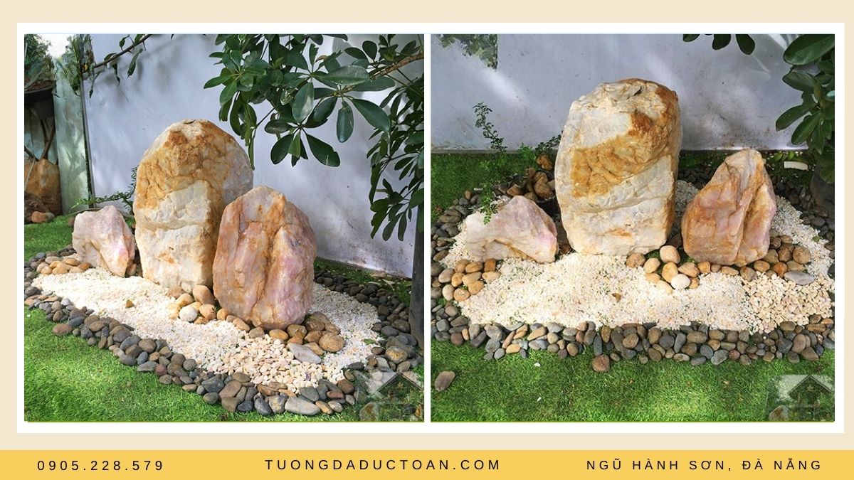 Đá thạch anh hồng trang trí sân vườn
