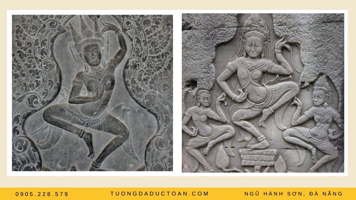 Tượng Apsara được điêu khắc tỉ mỉ trên đá